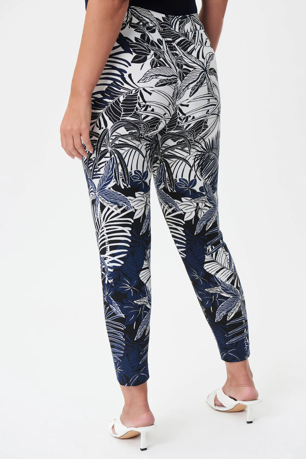 Joseph Ribkoff Vanilla/Multi Tropical Print Slim-Fit Pants Style 232085 - Image 2