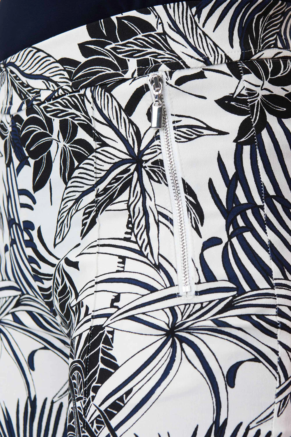 Joseph Ribkoff Vanilla/Multi Tropical Print Slim-Fit Pants Style 232085 - Image 4