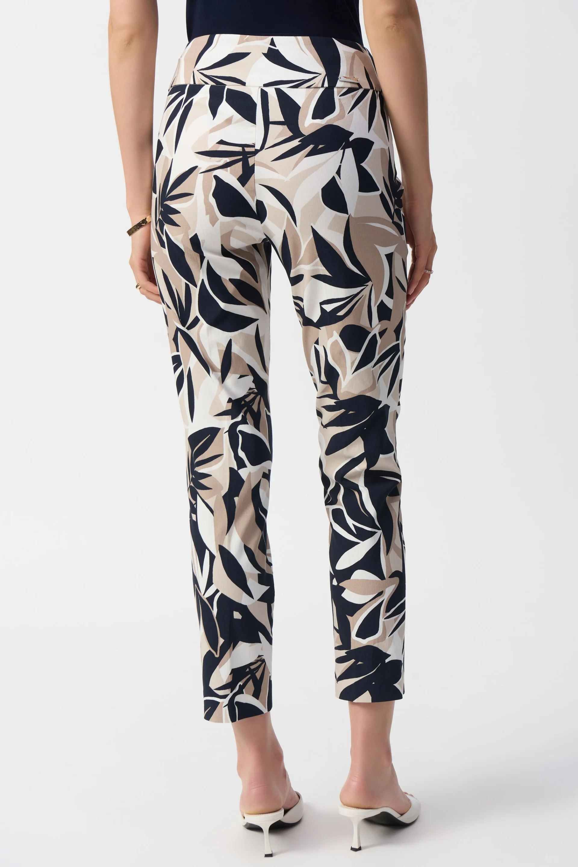 Joseph Ribkoff Vanilla/Multi Tropical Print Slim Fit Pants Style 251001 - Image 2
