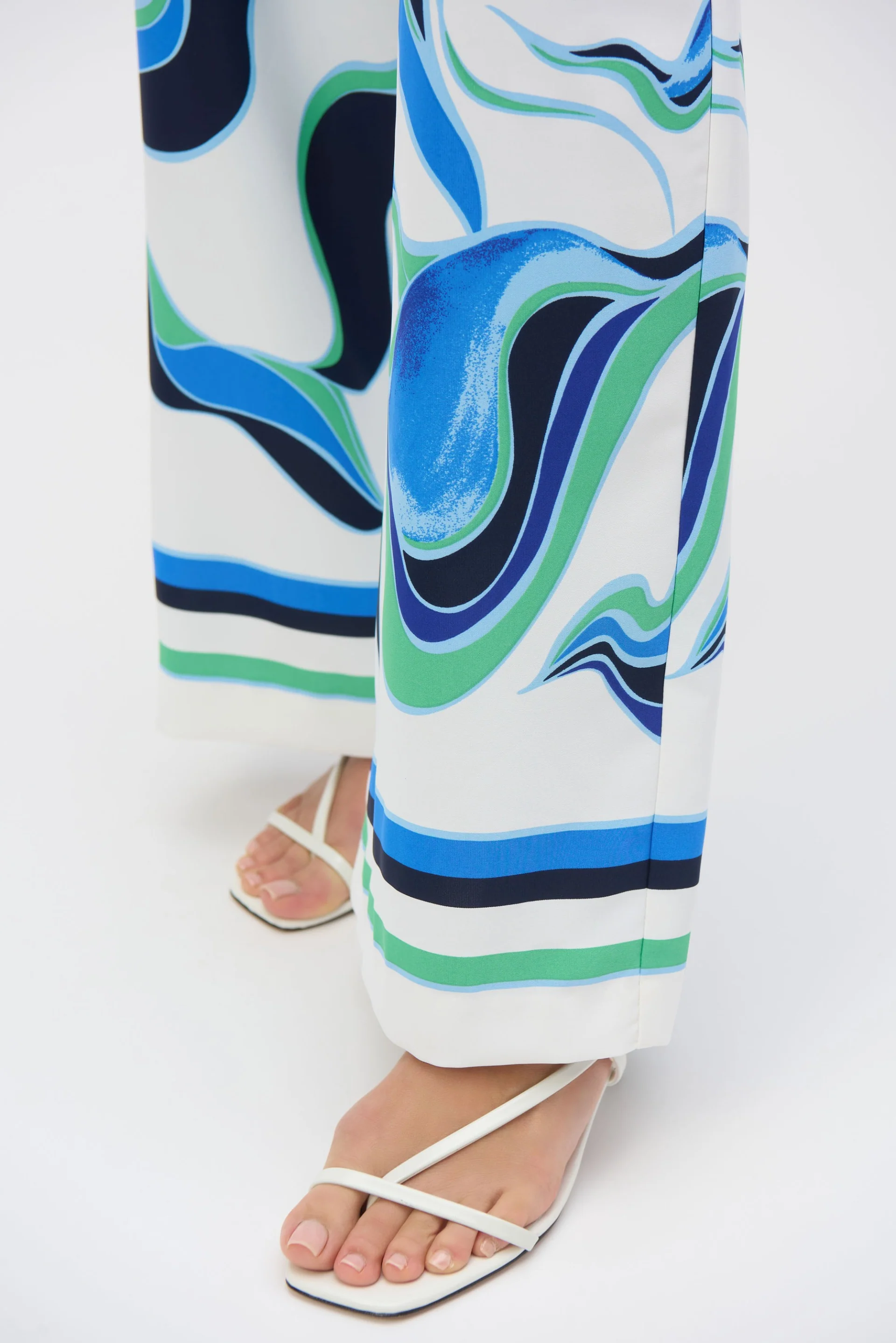 Joseph Ribkoff Vanilla/Multi Woven Abstract Print Wide-Leg Pants Style 252084 - Image 3