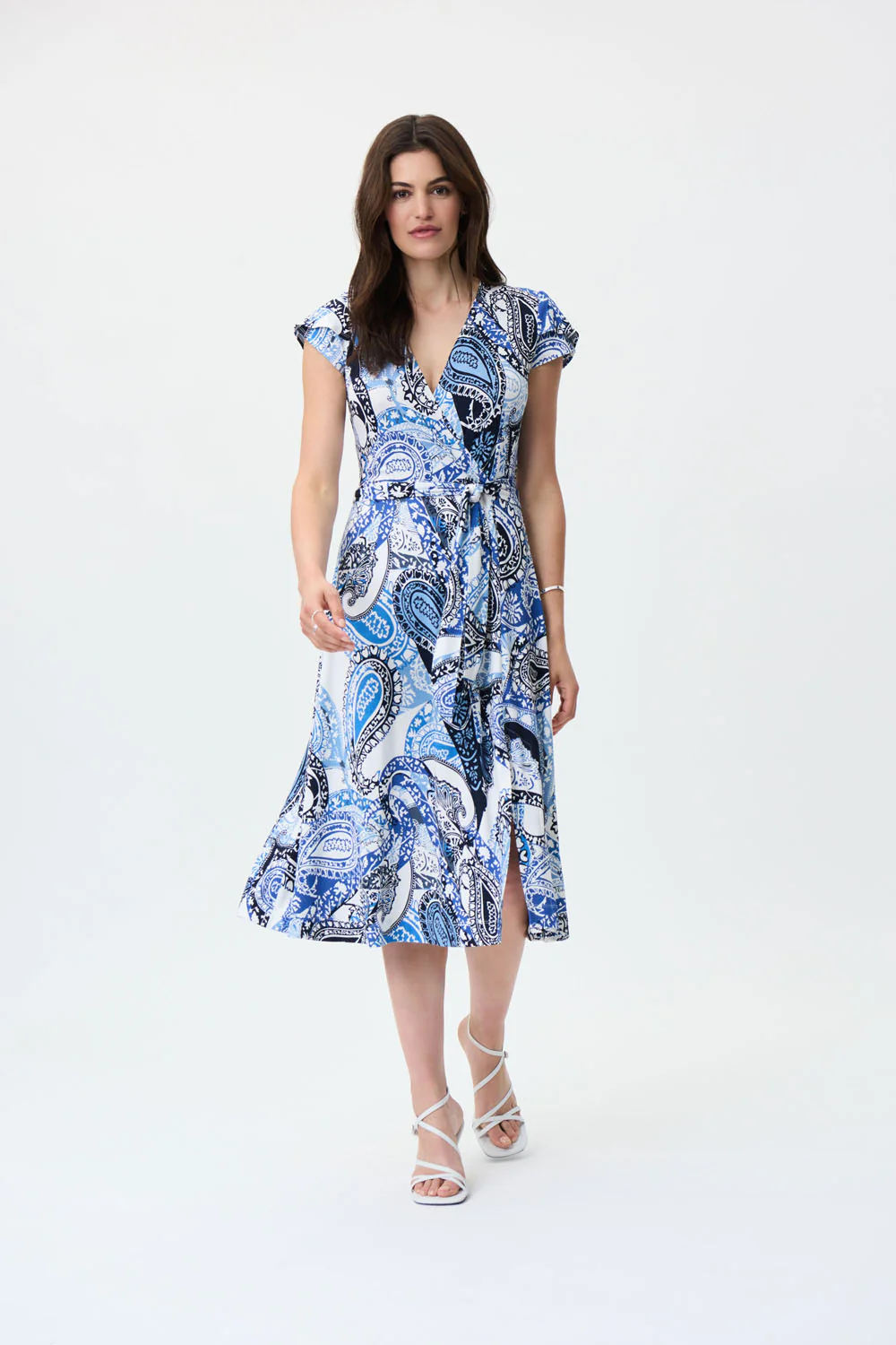 Joseph Ribkoff Vanilla/Multi Wrap Dress Style 231298 - Image 3
