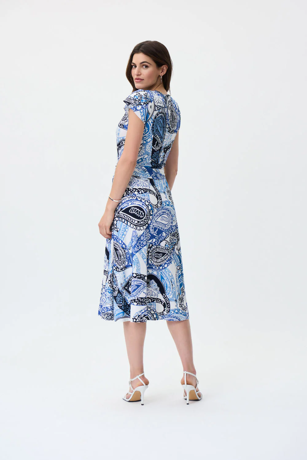 Joseph Ribkoff Vanilla/Multi Wrap Dress Style 231298 - Image 4