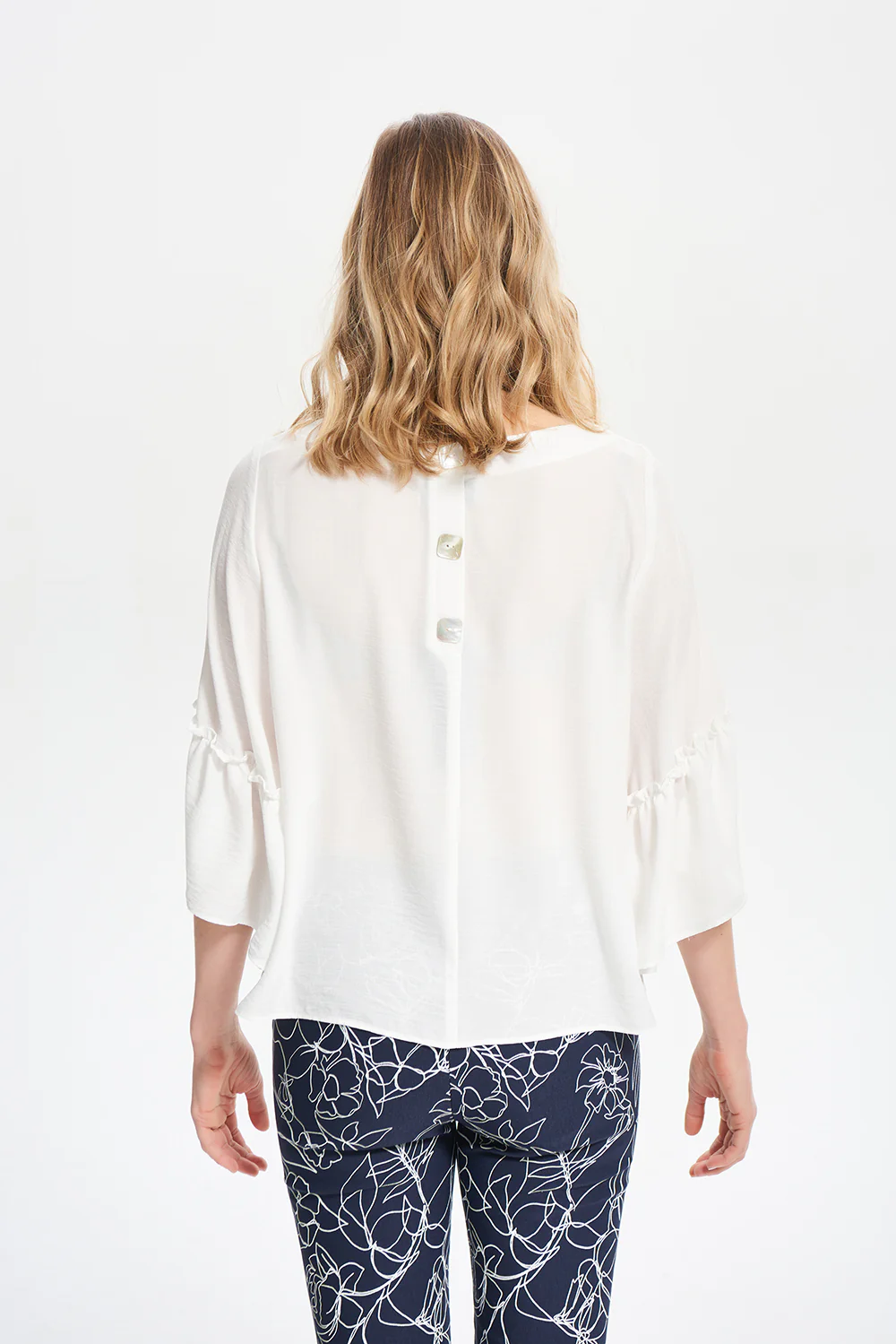 Joseph Ribkoff Vanilla Ruffle Trim Top Style 212213 - Image 4
