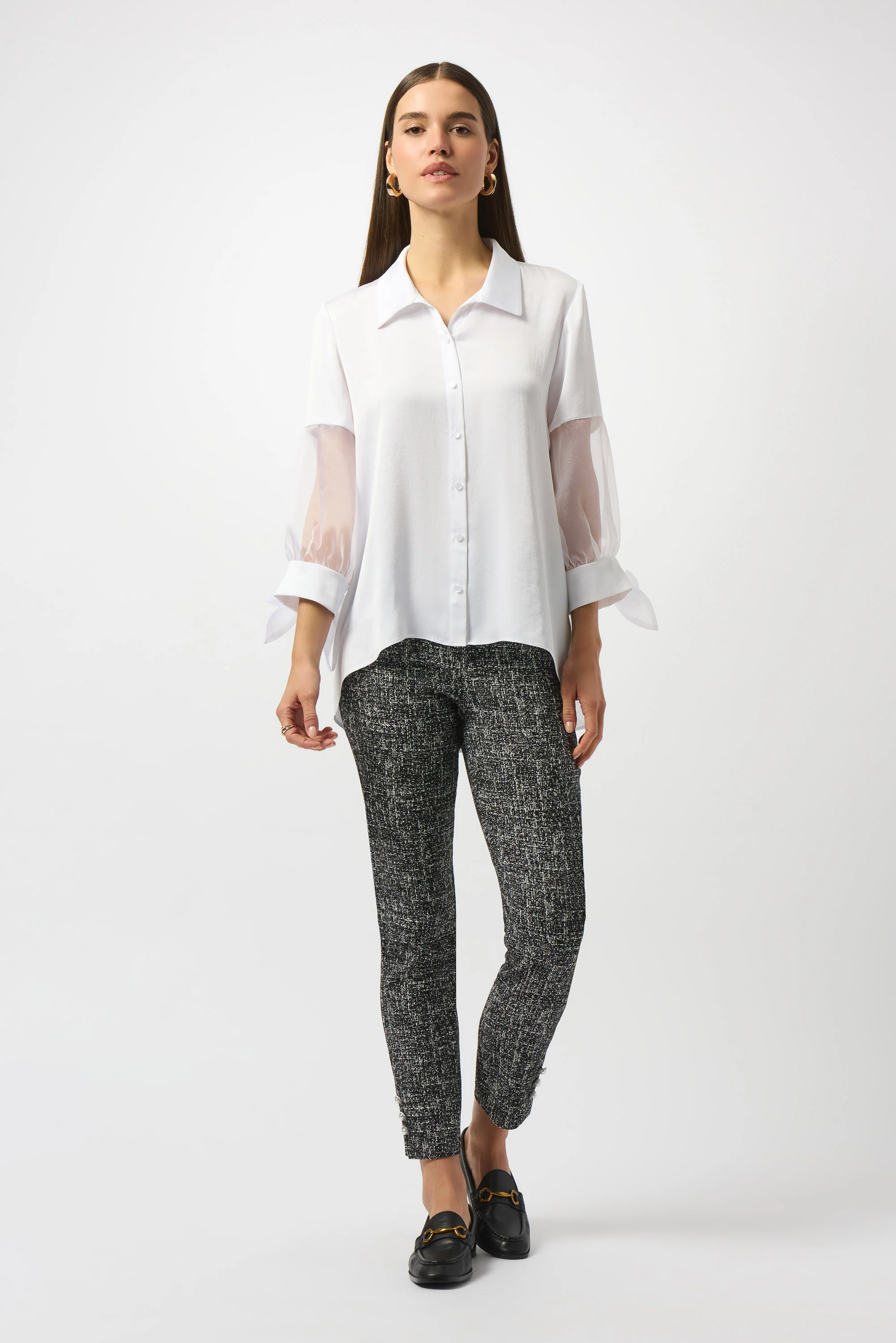 Joseph Ribkoff Satin And Organza Boxy Blouse Style 253213 - Image 2