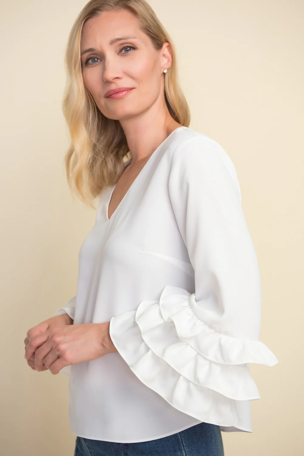 Joseph Ribkoff Vanilla Ruffle Sleeve Top Style 212030 - Image 2