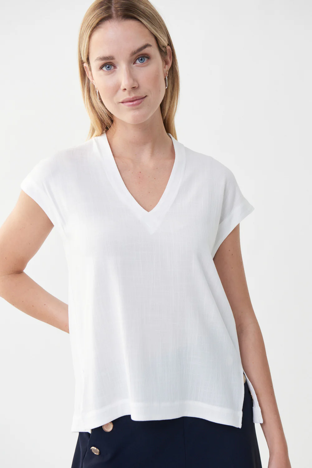Joseph Ribkoff Vanilla V-Neck Top Style 222282
