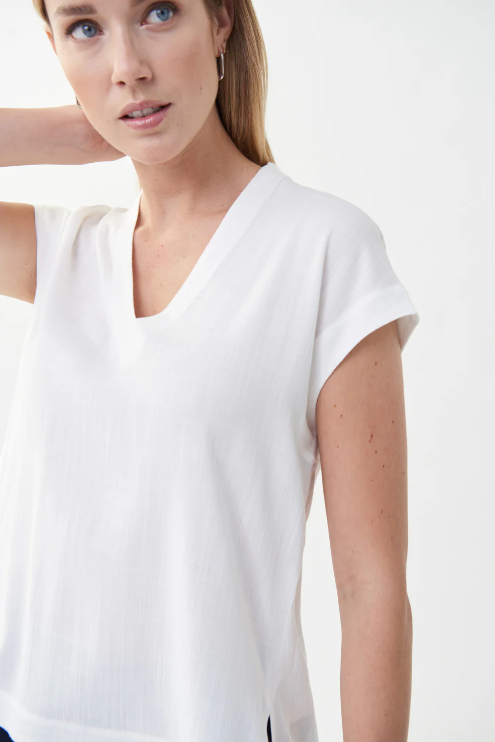 Joseph Ribkoff Vanilla V-Neck Top Style 222282 - Image 2