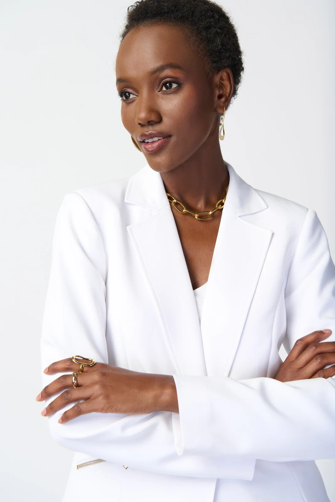 Joseph Ribkoff Vanilla Woven Blazer With Zippered Pockets Style 234929 - Image 3