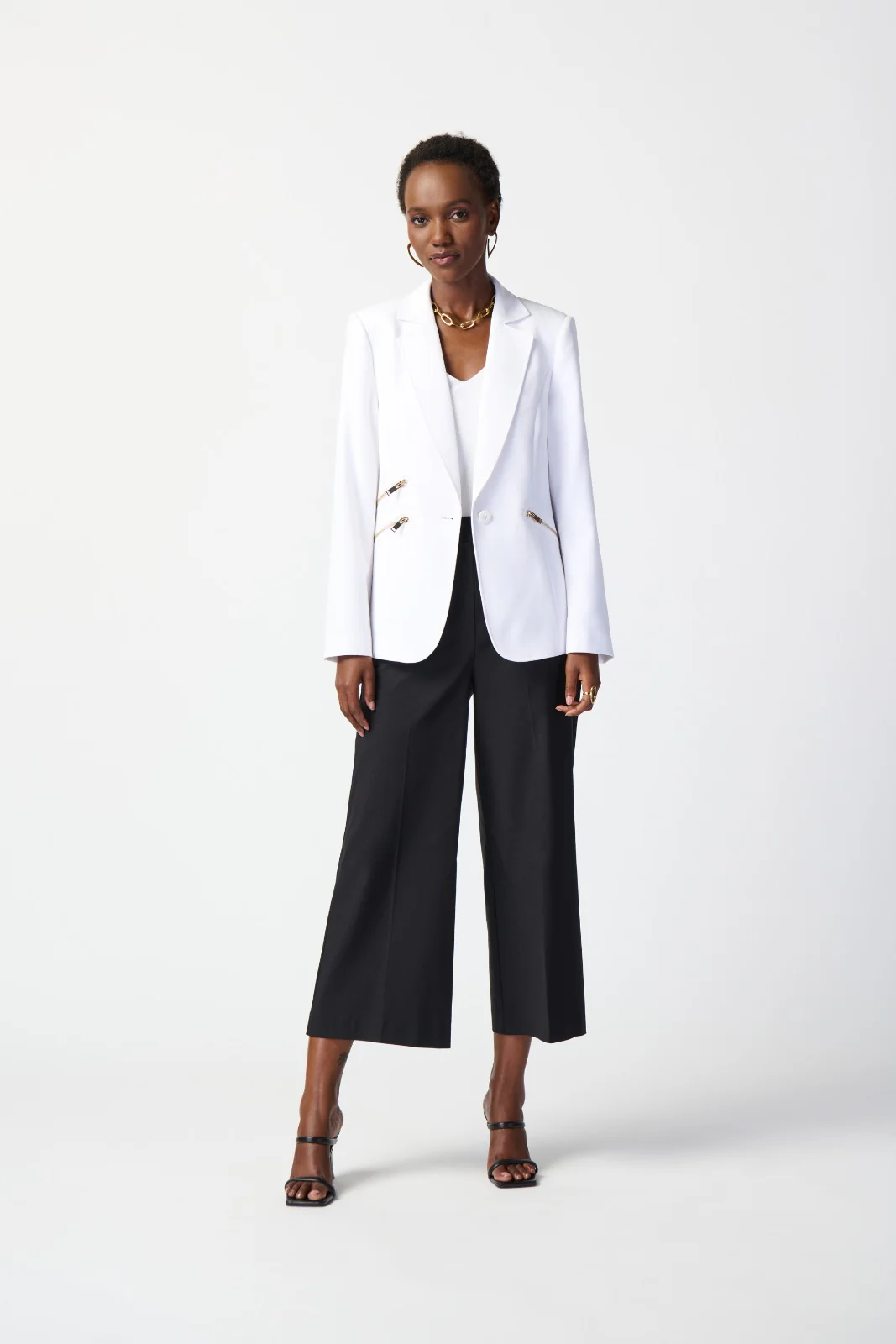 Joseph Ribkoff Vanilla Woven Blazer With Zippered Pockets Style 234929 - Image 4