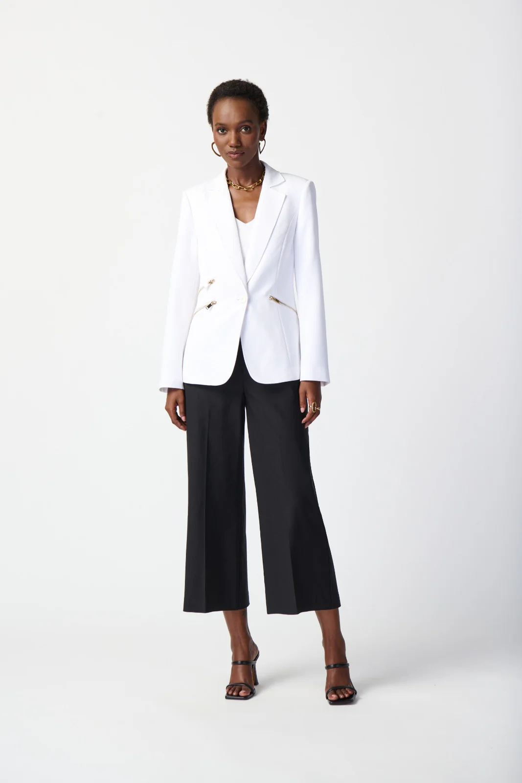 Joseph Ribkoff Vanilla Woven Blazer With Zippered Pockets Style 234929 - Image 5