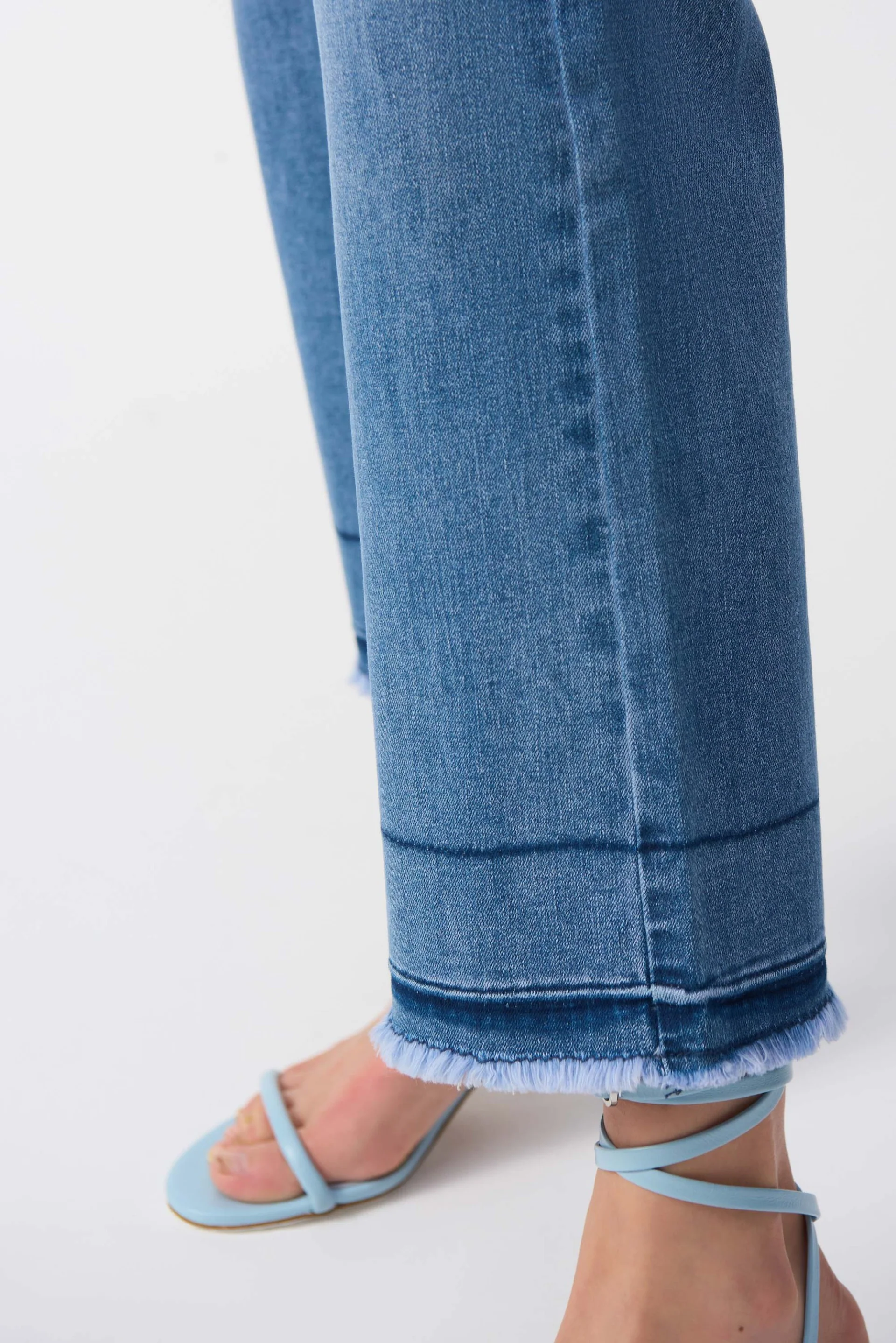 Joseph Ribkoff Vintage Blue Flare Crop Stretch Jeans Style 251957 - Image 3