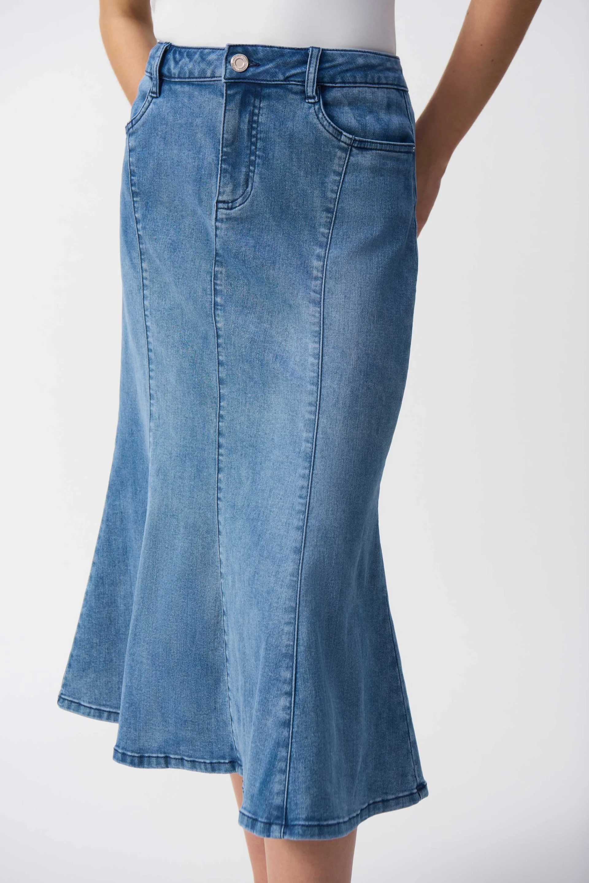 Joseph Ribkoff Vintage Blue Trumpet Skirt Style 251952 - Image 3