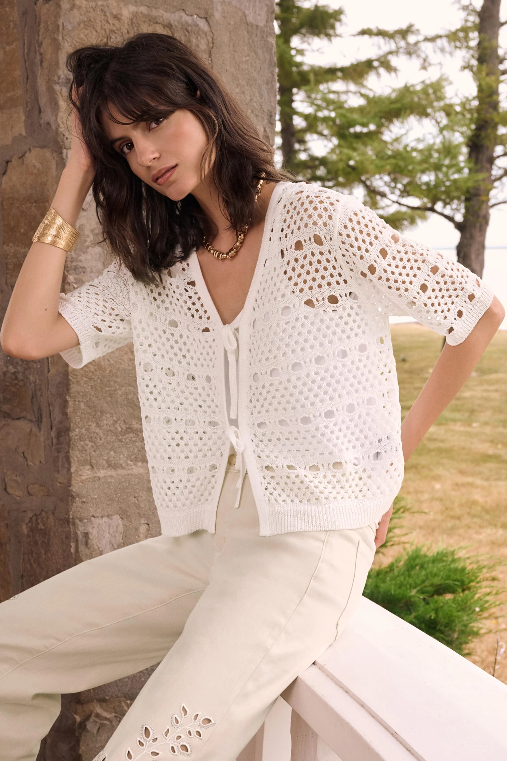 Joseph Ribkoff Sweater Knit Open-Stitch Cardigan Style 262955