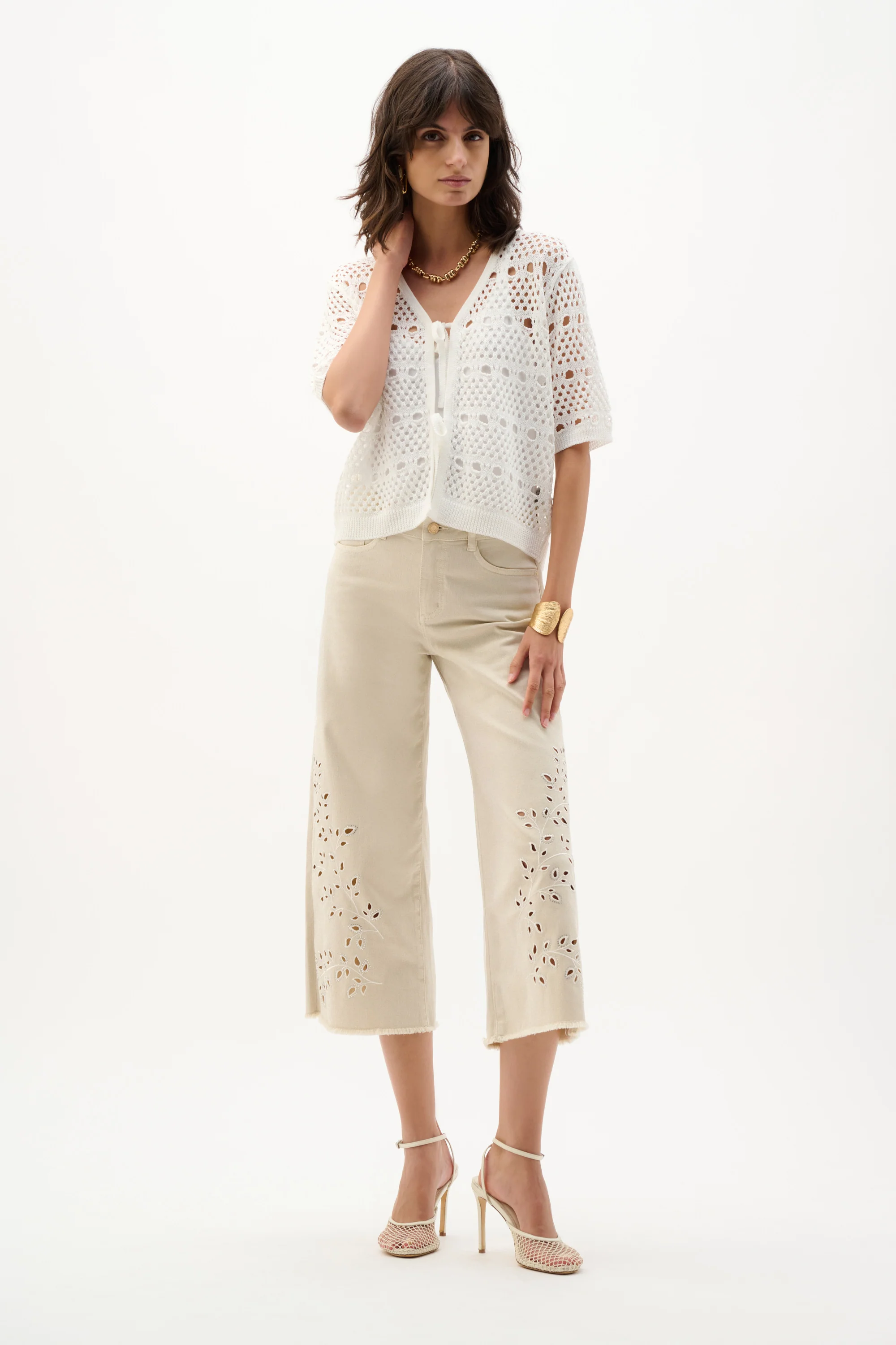 Joseph Ribkoff Sweater Knit Open-Stitch Cardigan Style 262955 - Image 4