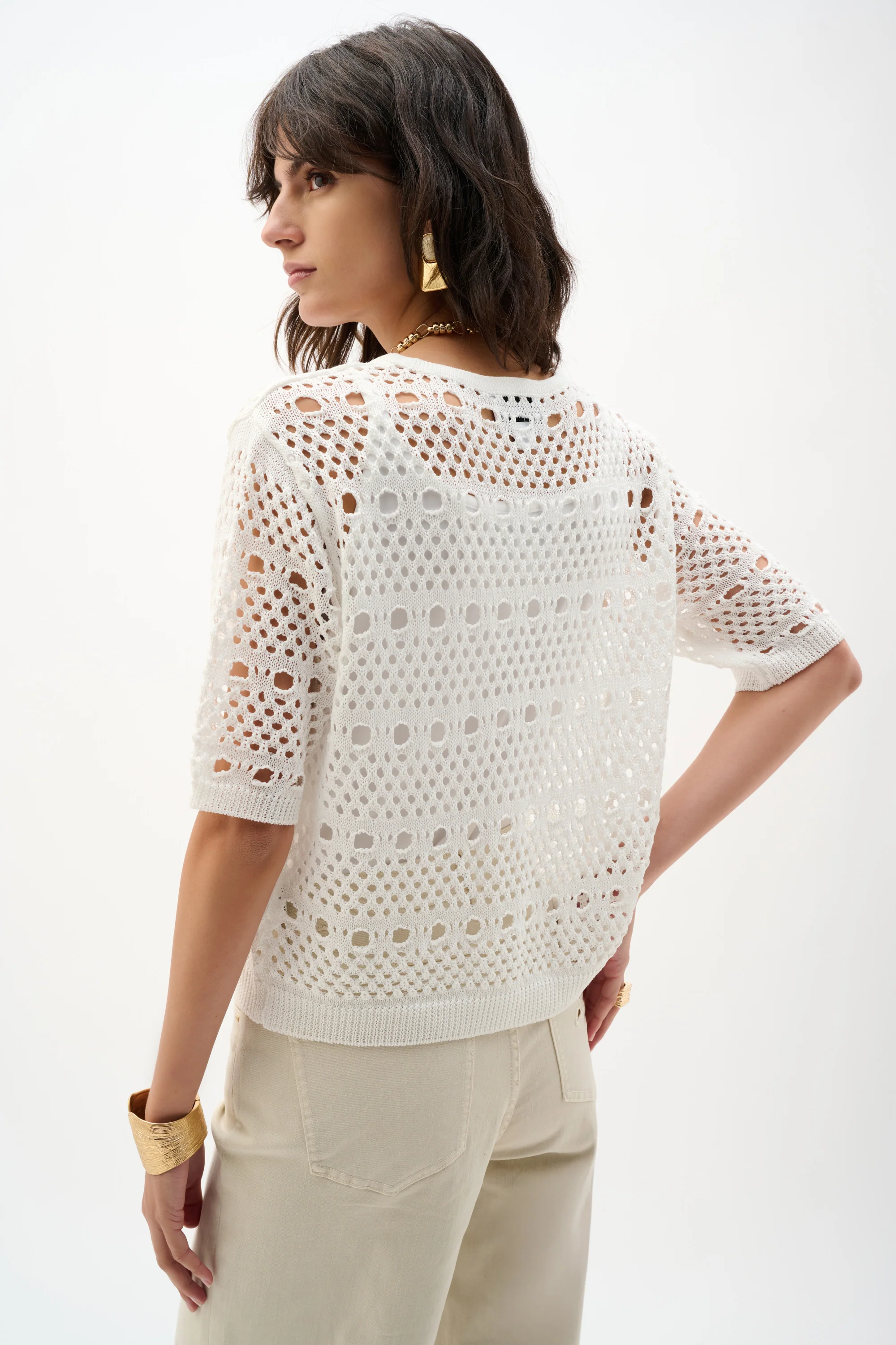Joseph Ribkoff Sweater Knit Open-Stitch Cardigan Style 262955 - Image 5