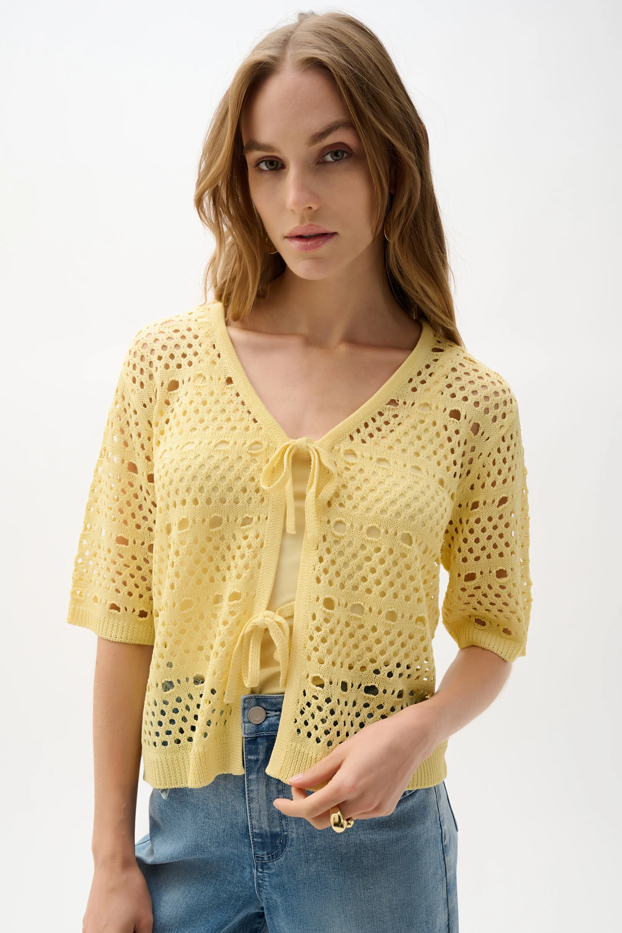 Joseph Ribkoff Sweater Knit Open-Stitch Cardigan Style 262955 - Image 6