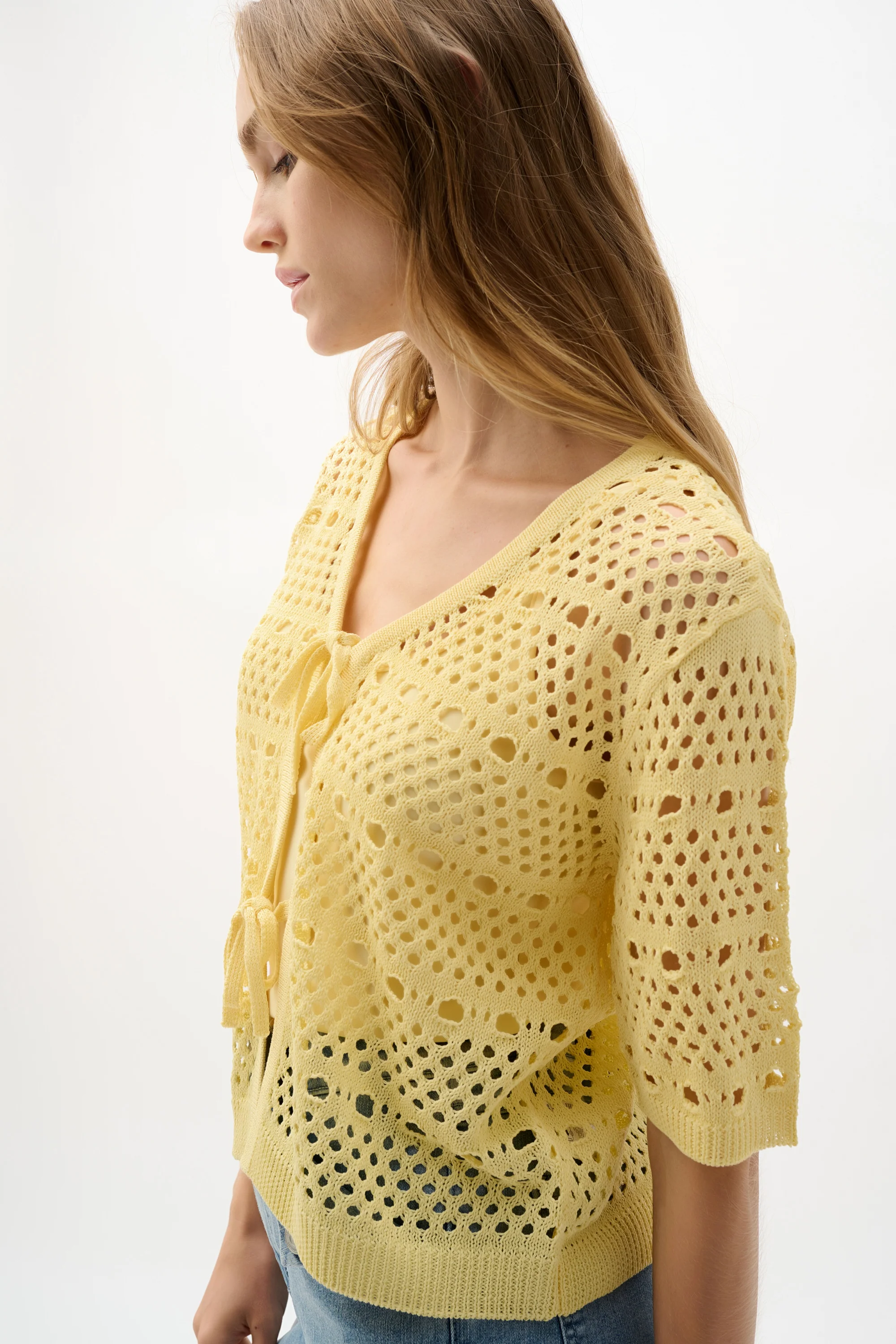 Joseph Ribkoff Sweater Knit Open-Stitch Cardigan Style 262955 - Image 8