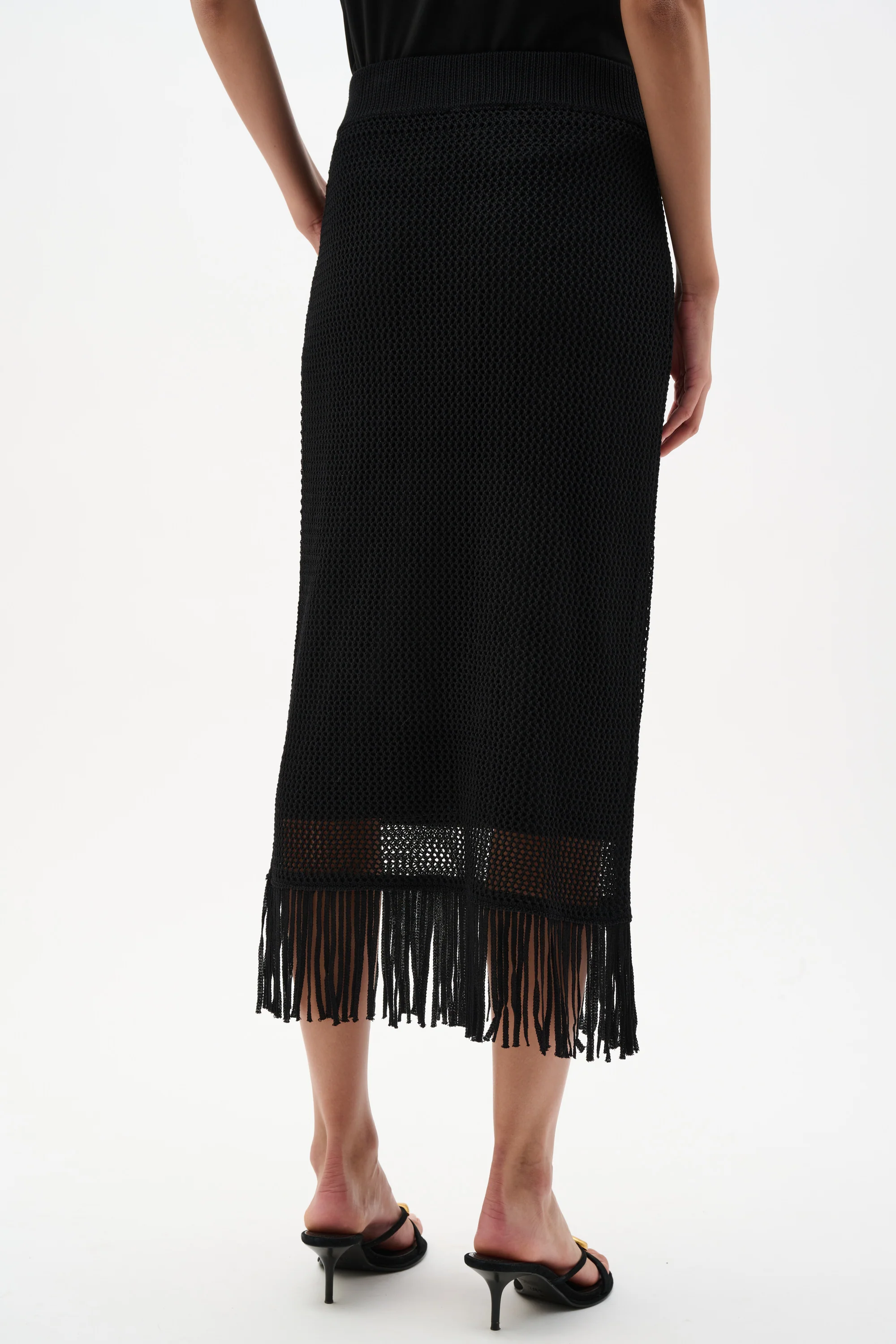Joseph Ribkoff Viscose Sweater Knit Pull-On Skirt With Fringe Trim Style 262929 - Image 4
