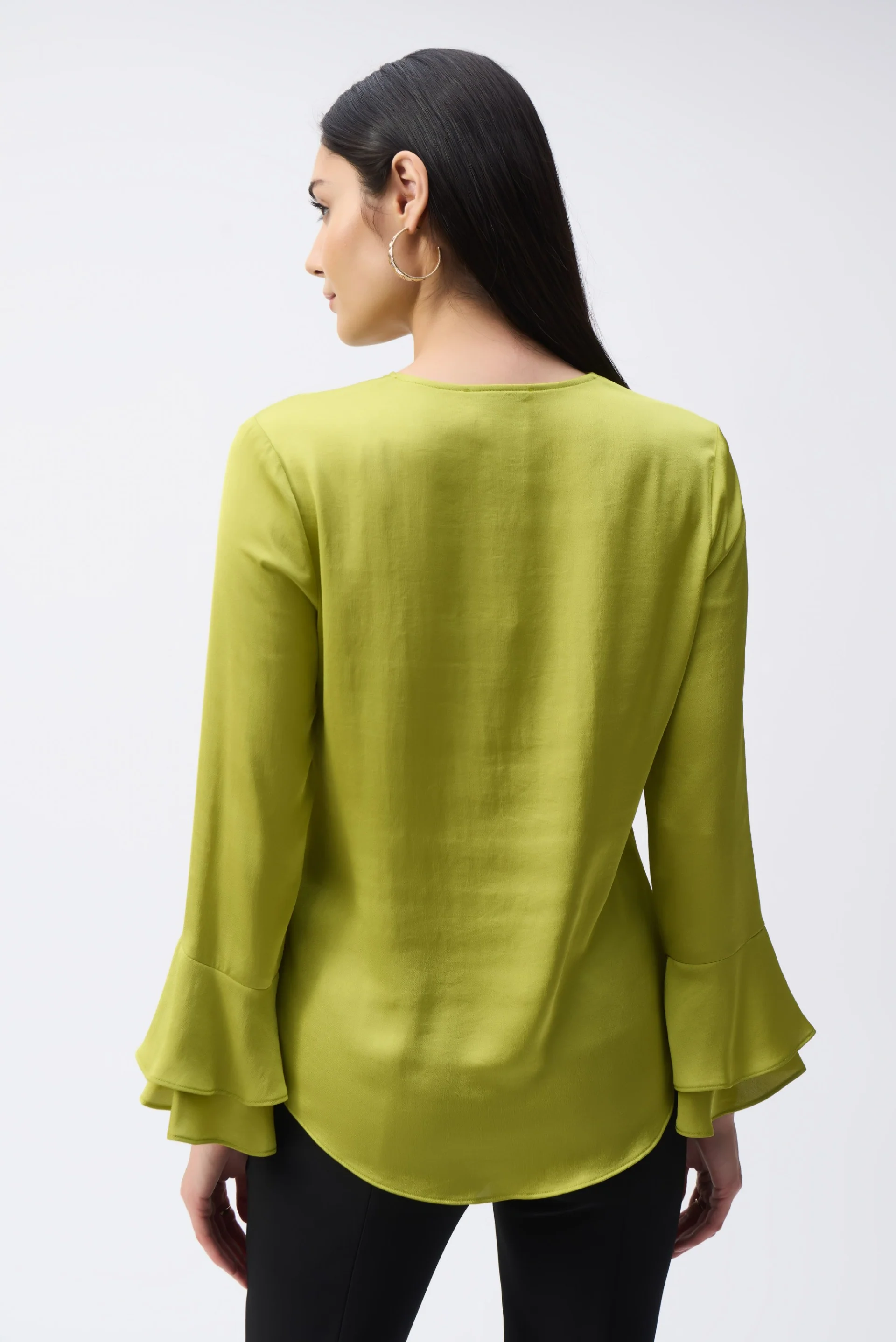 Joseph Ribkoff Wasabi Boxy Top With Ruffled Sleeves Style 243285 - Image 2