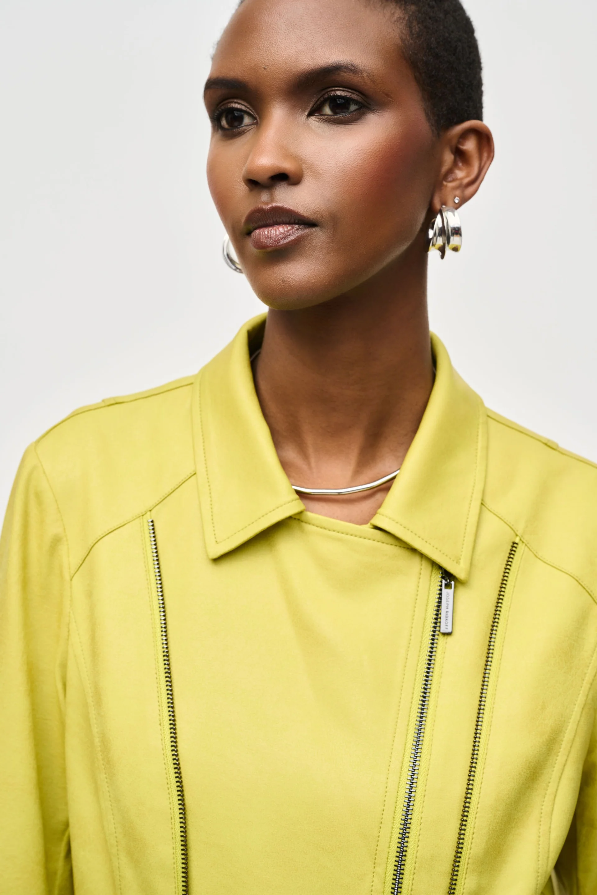 Joseph Ribkoff Wasabi Foiled Knit Moto Jacket Style 243905 - Image 3