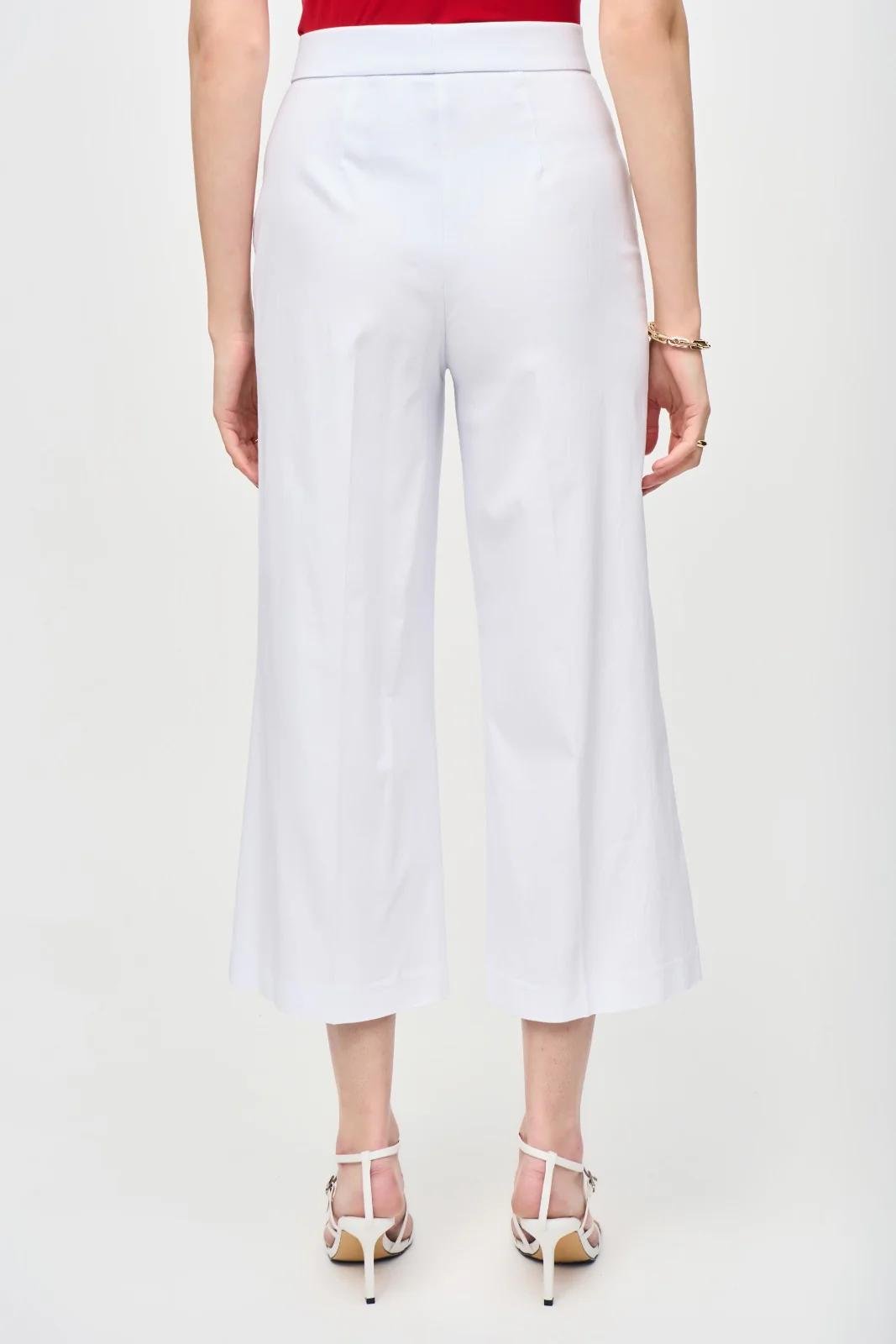 Joseph Ribkoff White Culotte Pants With Gold Buttons Style 241166 - Image 2