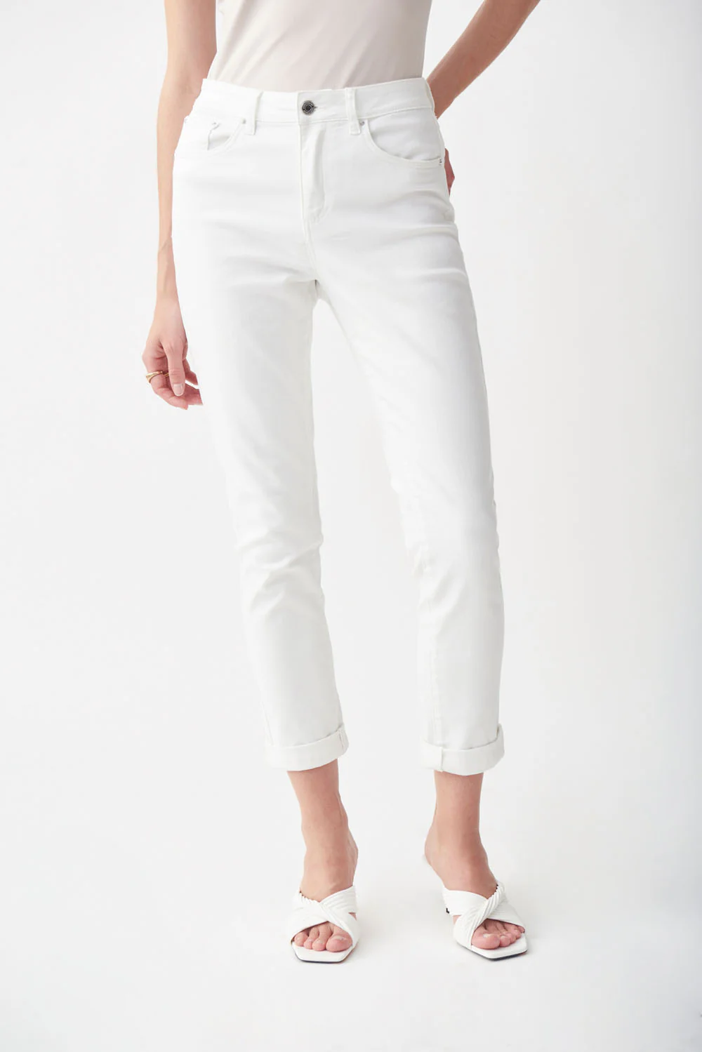 Joseph Ribkoff White Denim Capri Style 221943 - Image 2