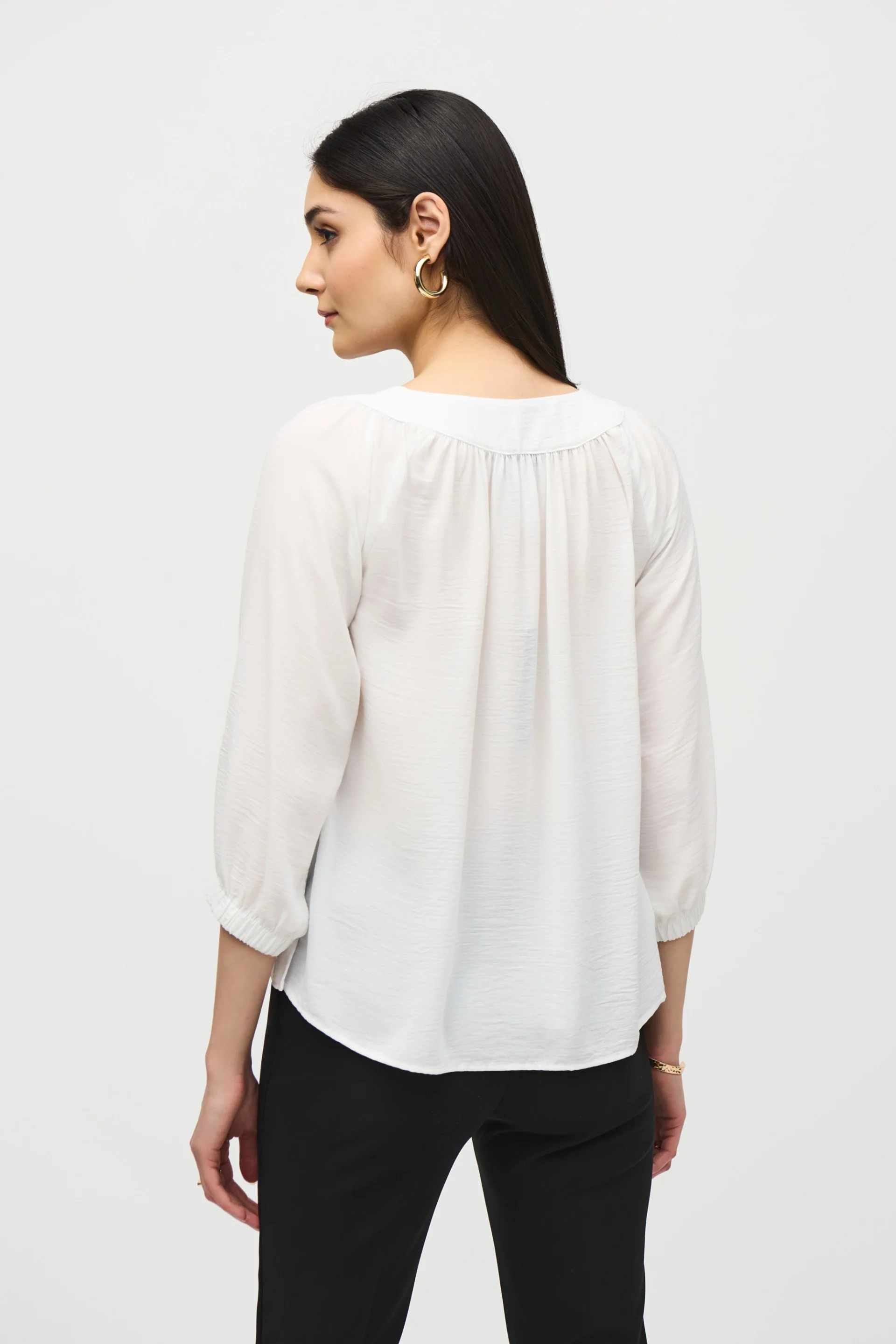 Joseph Ribkoff White Flared High Low Top Style 242062 - Image 2