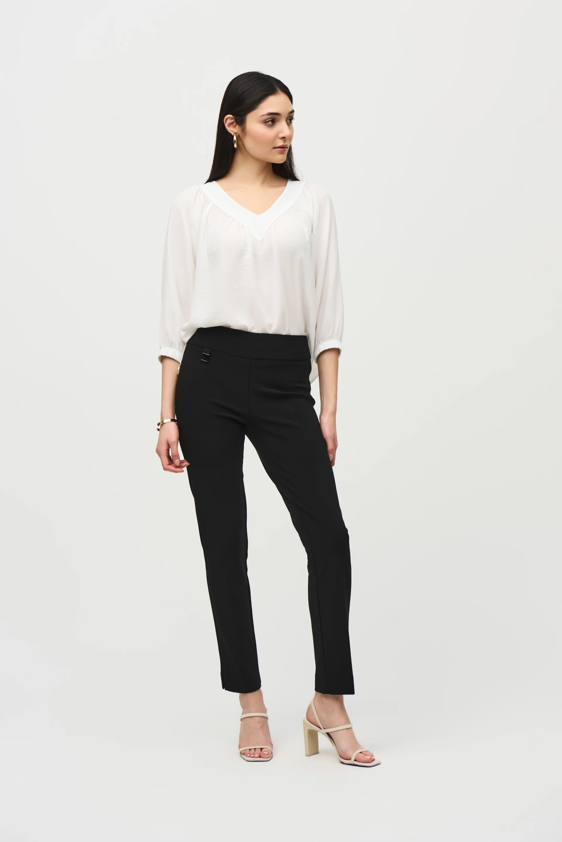 Joseph Ribkoff White Flared High Low Top Style 242062 - Image 4