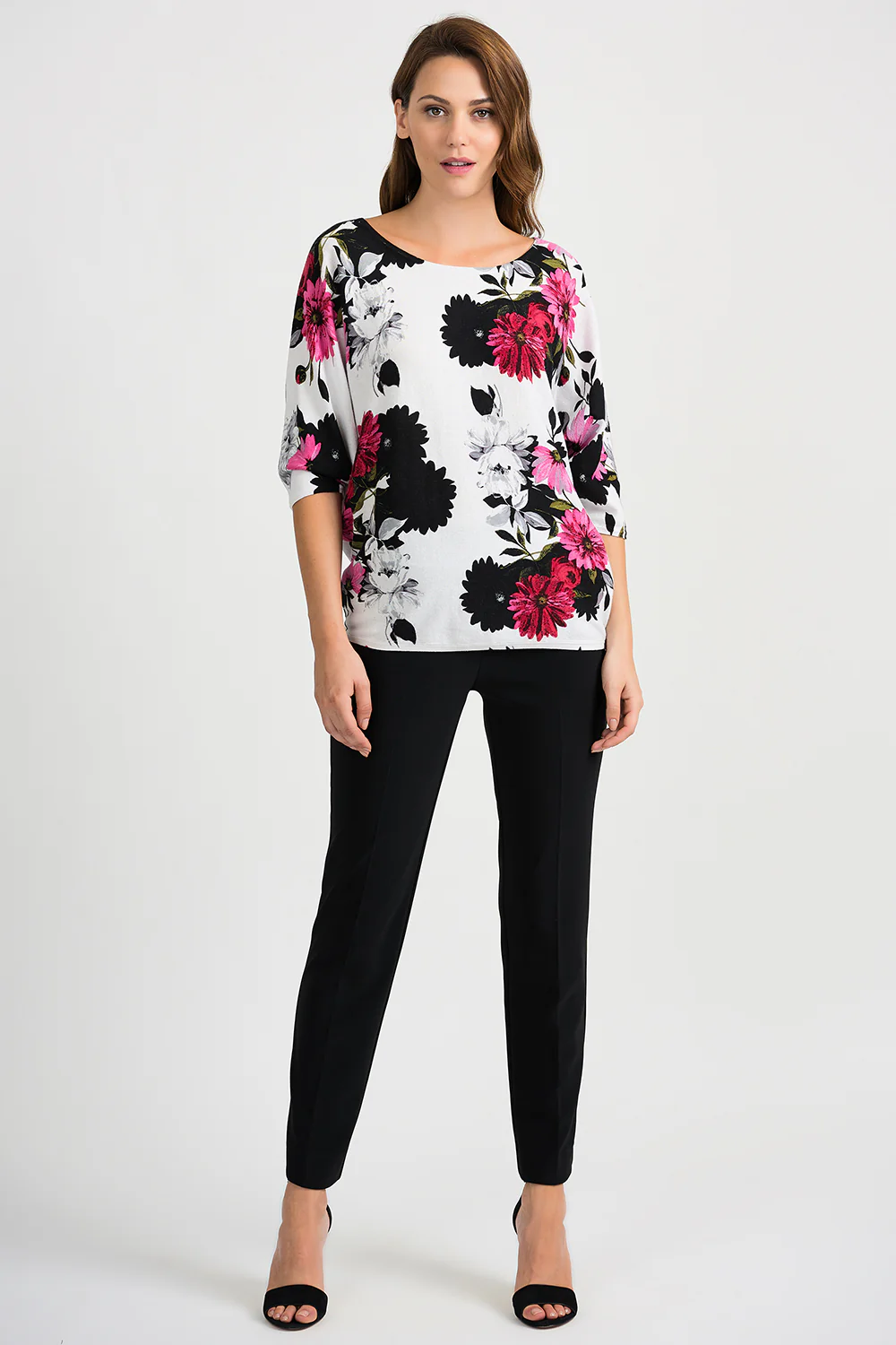 Joseph Ribkoff White/Floral Top Style 201181 - Image 2