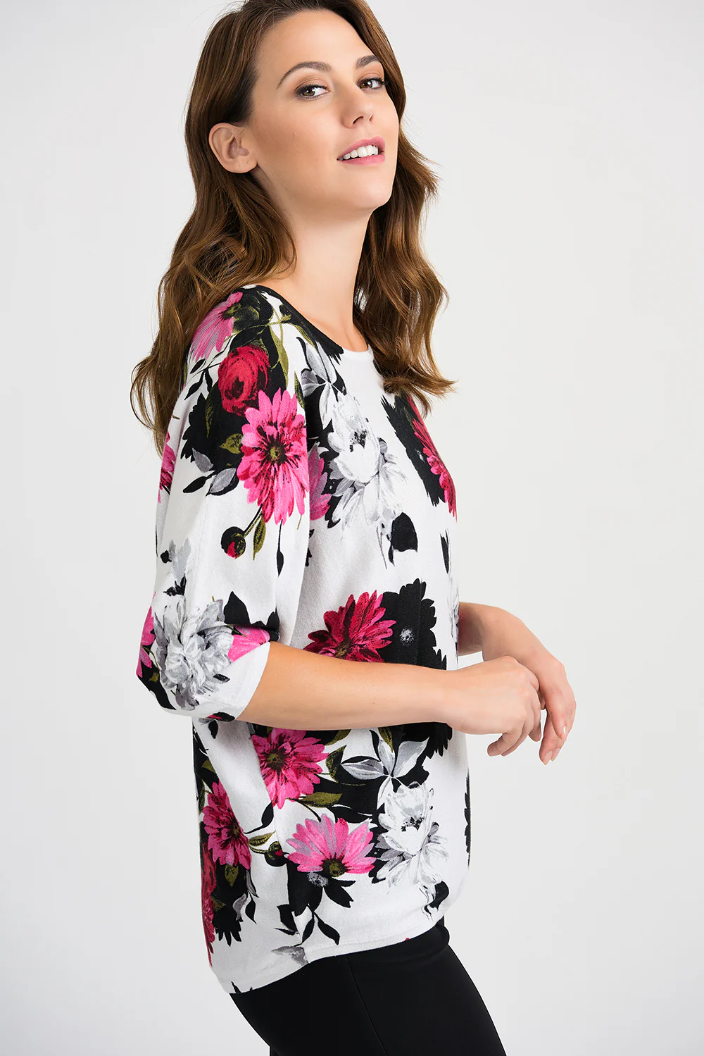Joseph Ribkoff White/Floral Top Style 201181 - Image 3