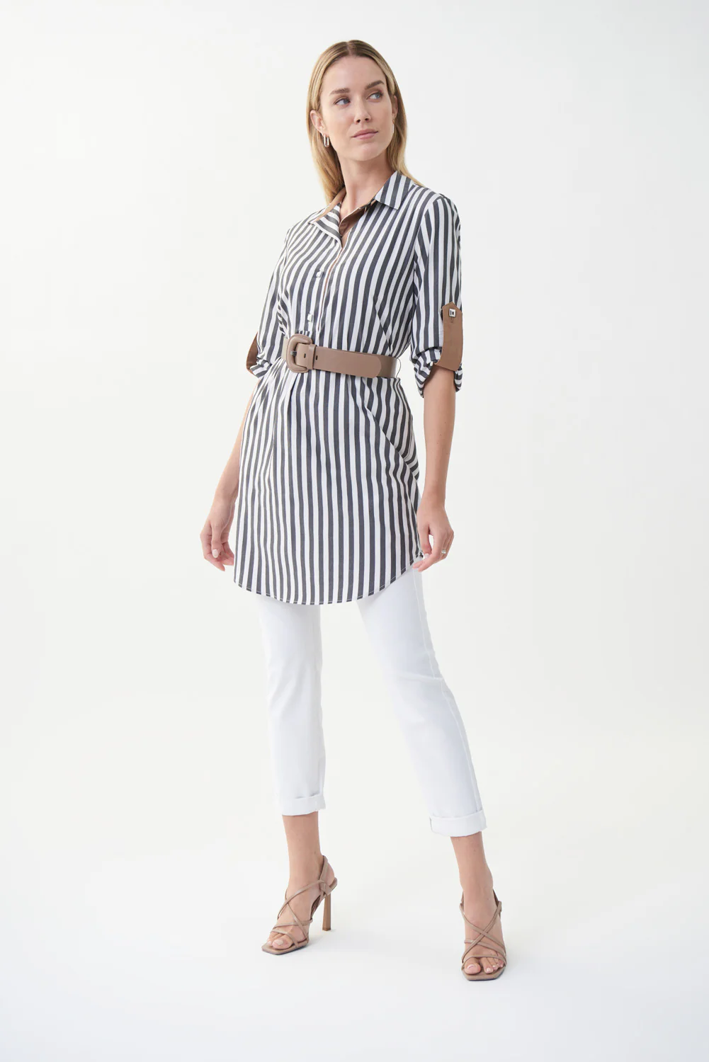 Joseph Ribkoff White/Grey/Tiger Eye Blouse Style 222076