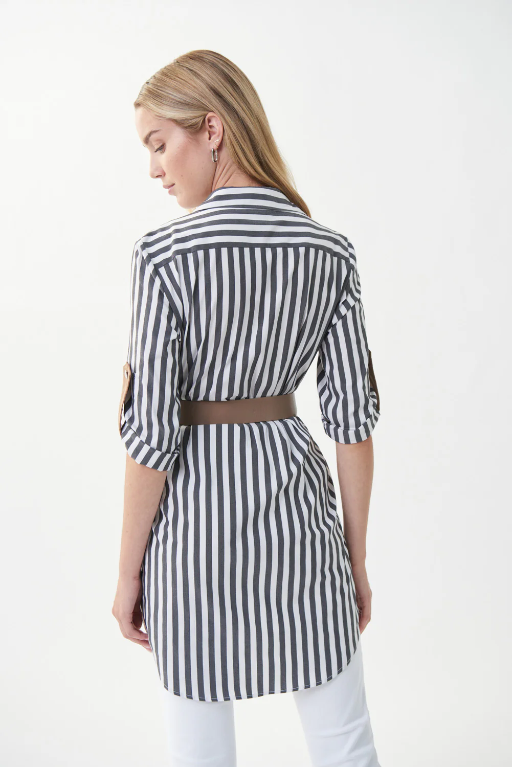 Joseph Ribkoff White/Grey/Tiger Eye Blouse Style 222076 - Image 4