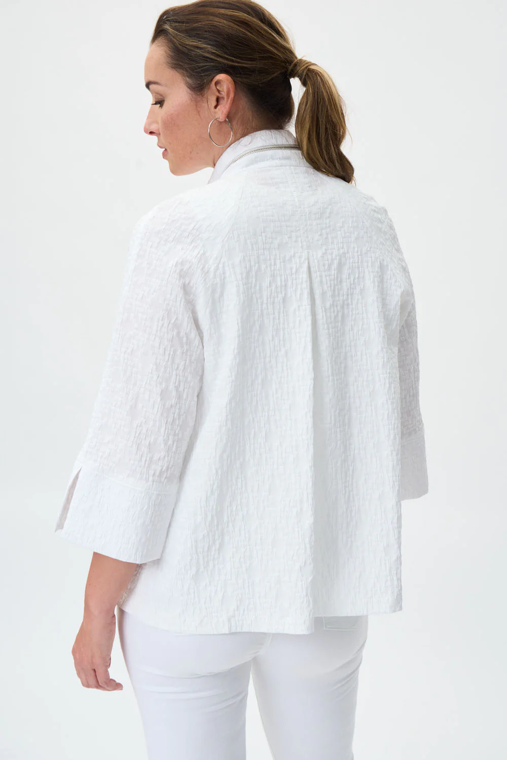 Joseph Ribkoff White Jacquard Jacket Style 231142 - Image 3