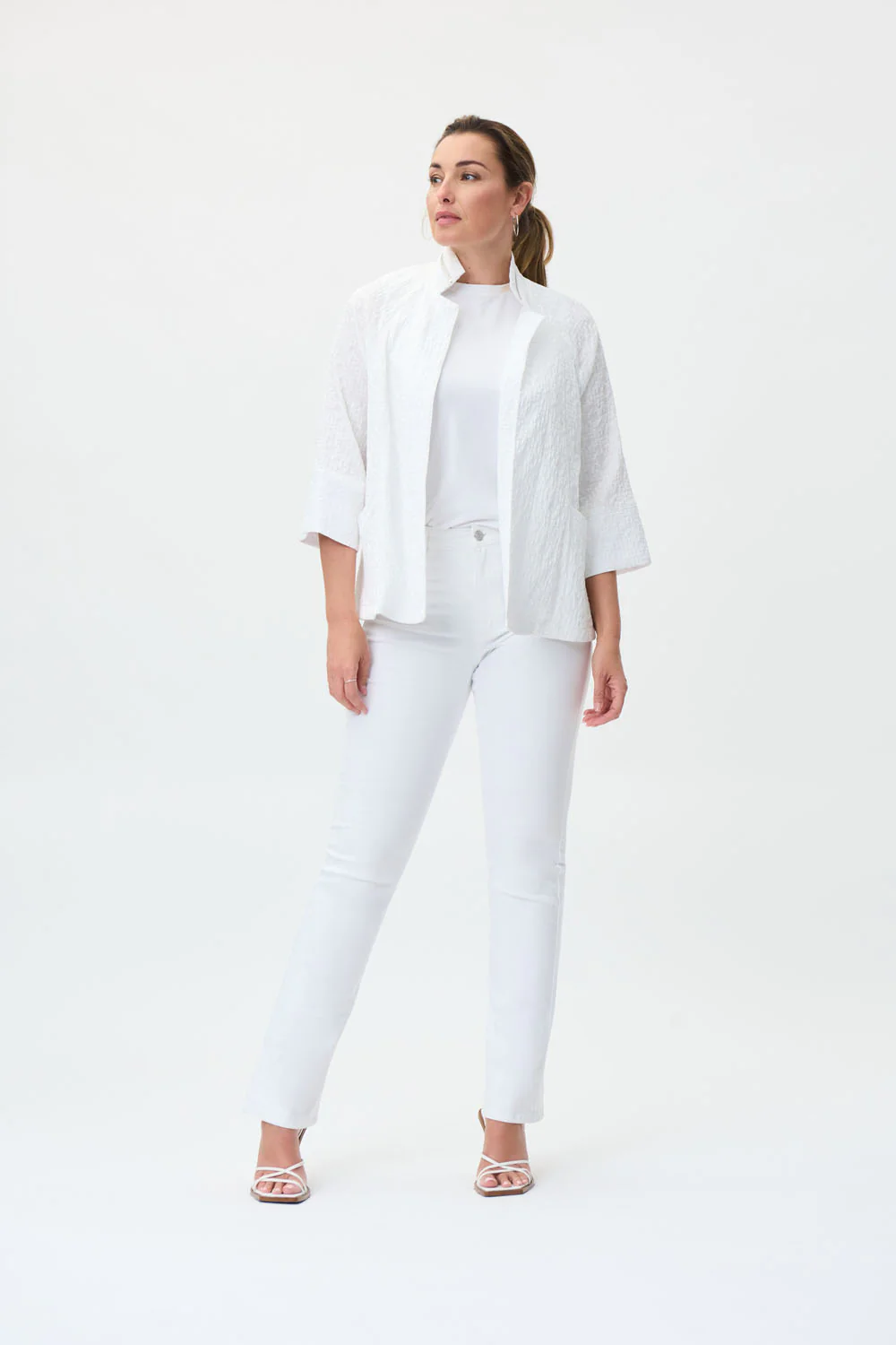 Joseph Ribkoff White Jacquard Jacket Style 231142 - Image 4