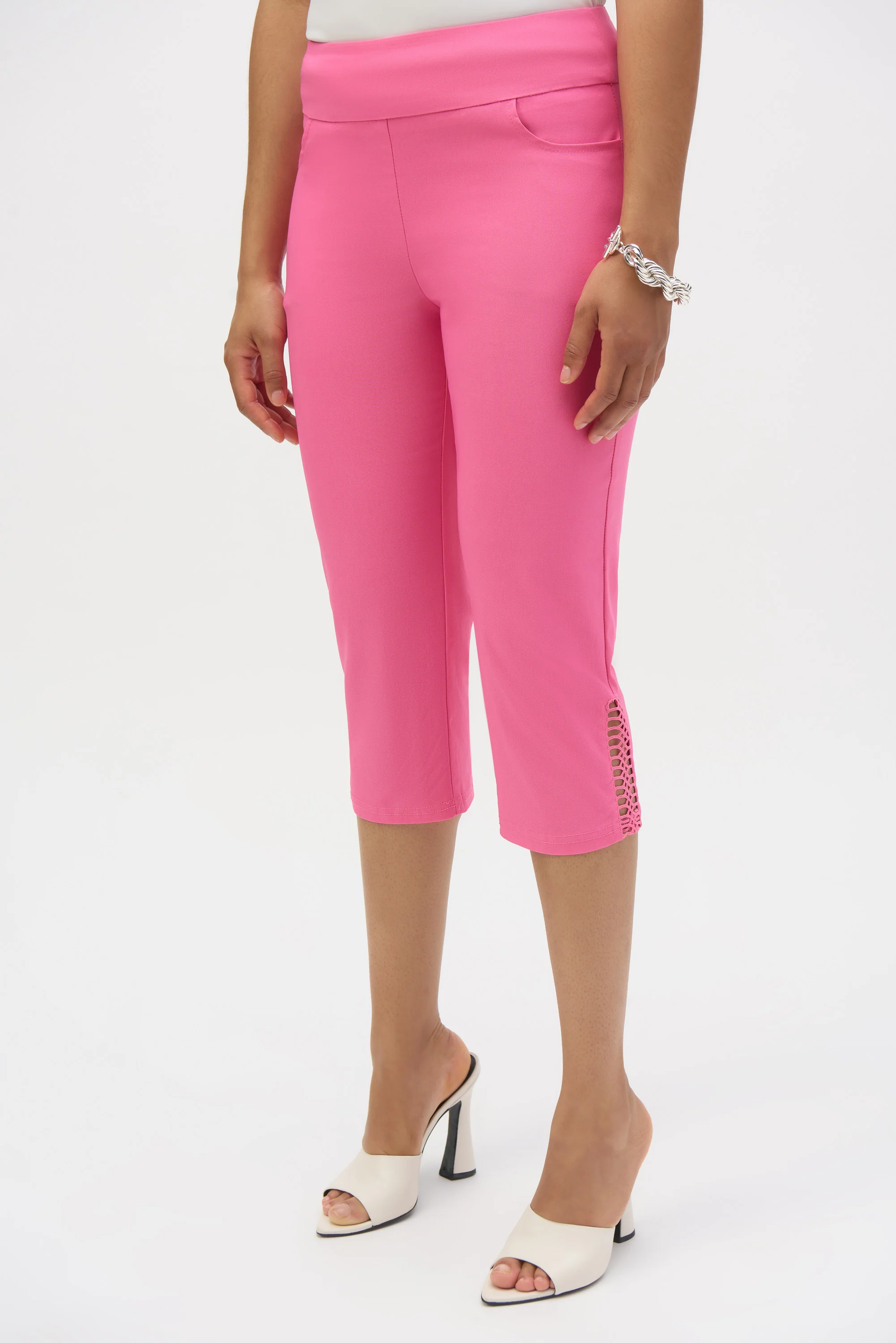 Joseph Ribkoff Millennium Capri Pull-On Pants with Guipure Style 252192