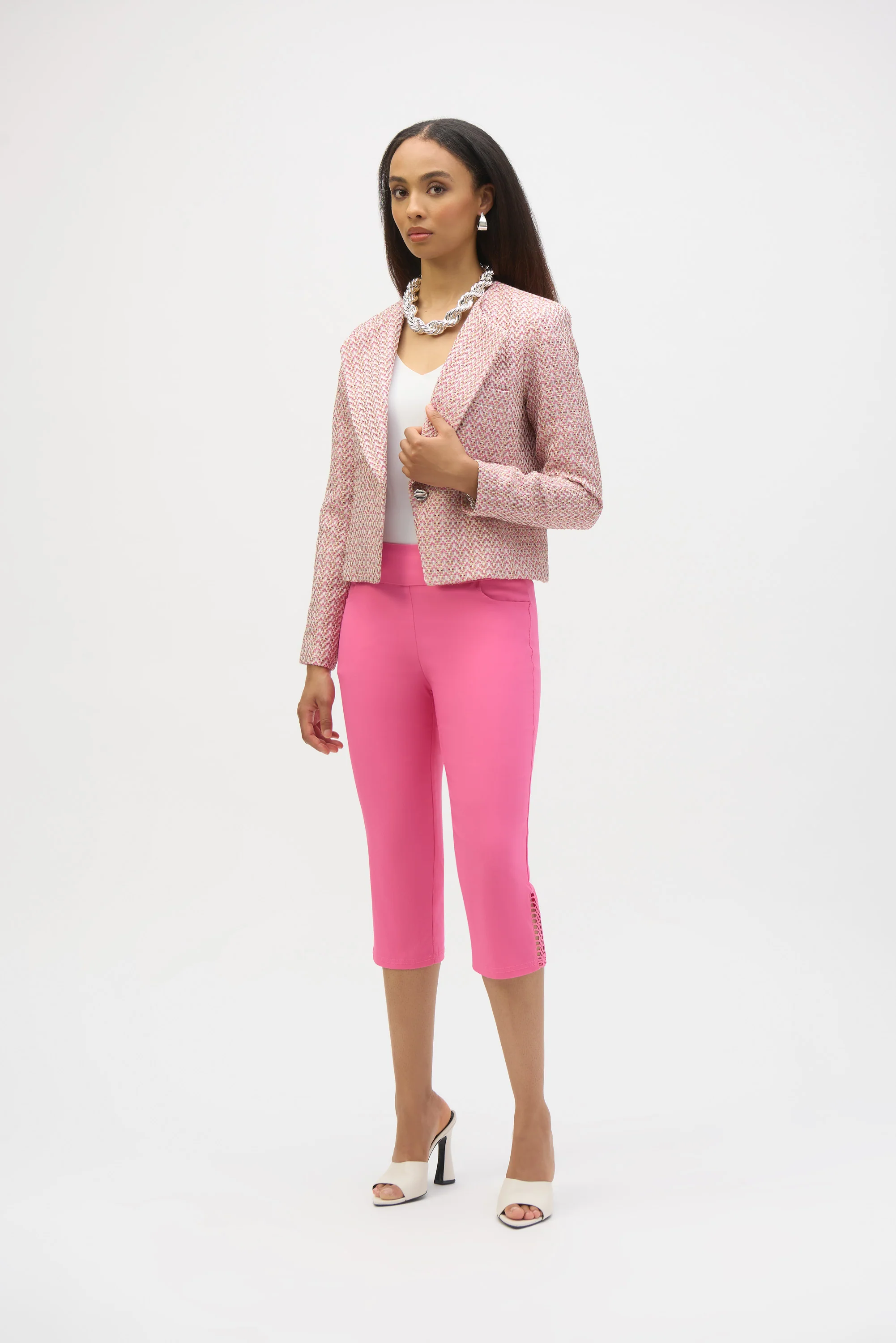 Joseph Ribkoff Millennium Capri Pull-On Pants with Guipure Style 252192 - Image 3