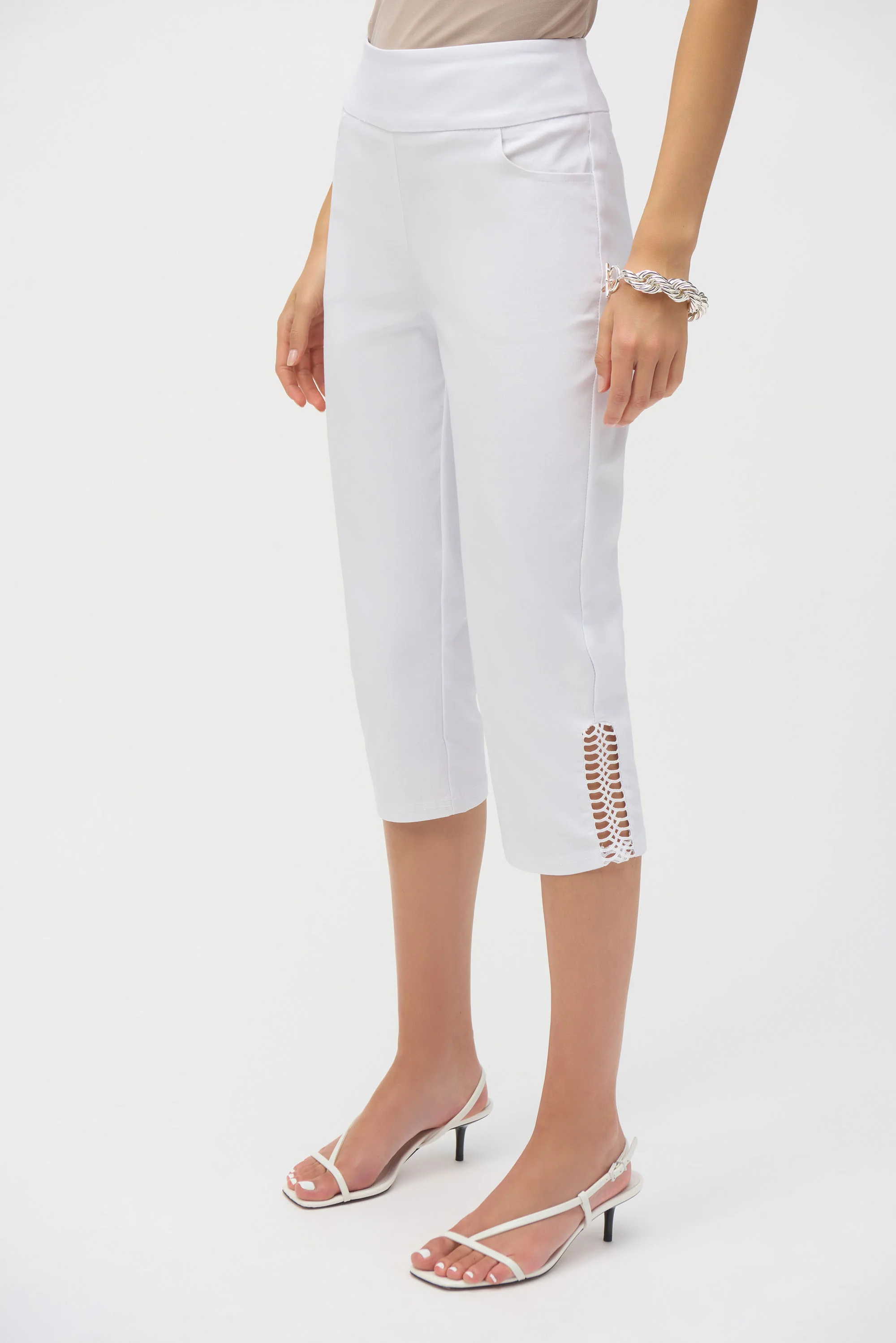 Joseph Ribkoff Millennium Capri Pull-On Pants with Guipure Style 252192 - Image 5