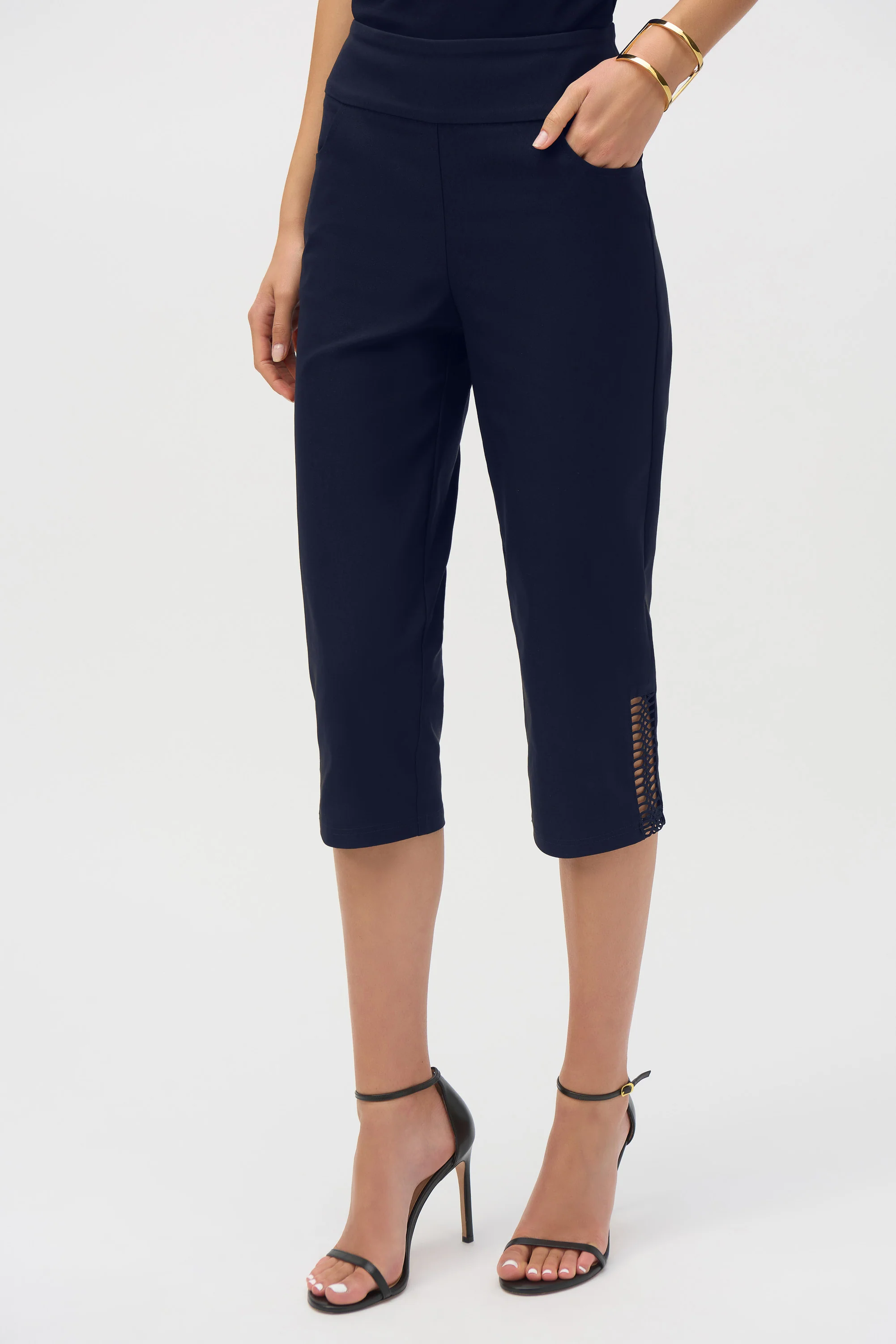 Joseph Ribkoff Millennium Capri Pull-On Pants with Guipure Style 252192 - Image 8
