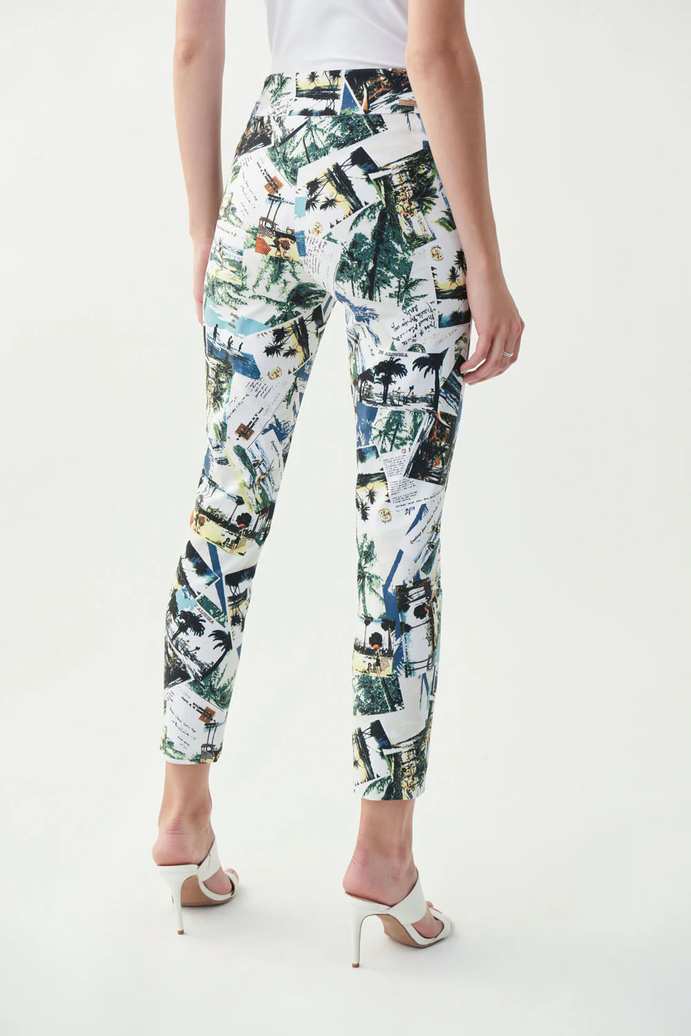 Joseph Ribkoff White/Multi Tropical Postcard Capris Style 221005 - Image 3