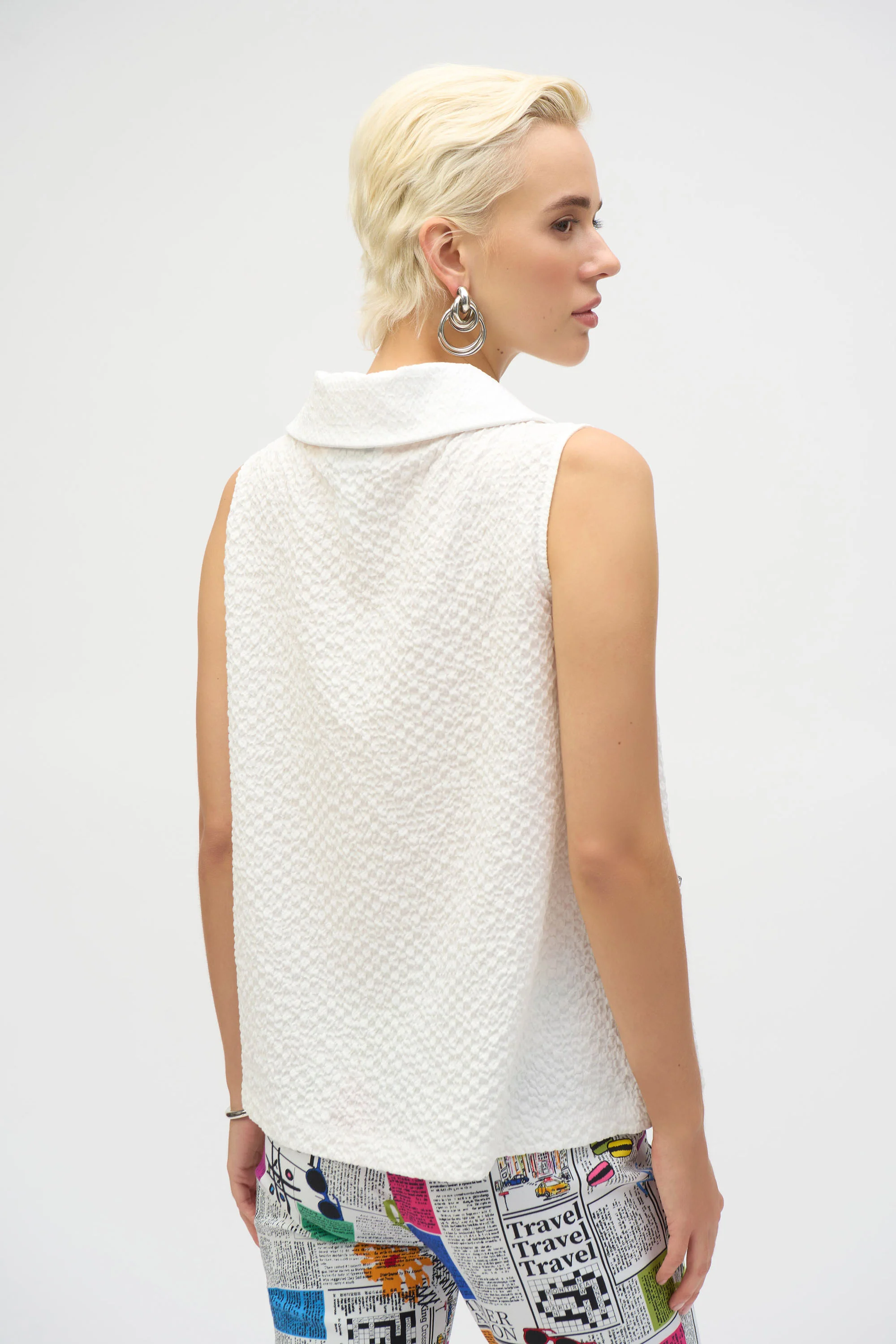 Joseph Ribkoff White Sleeveless Straight Top Style 252211 - Image 6