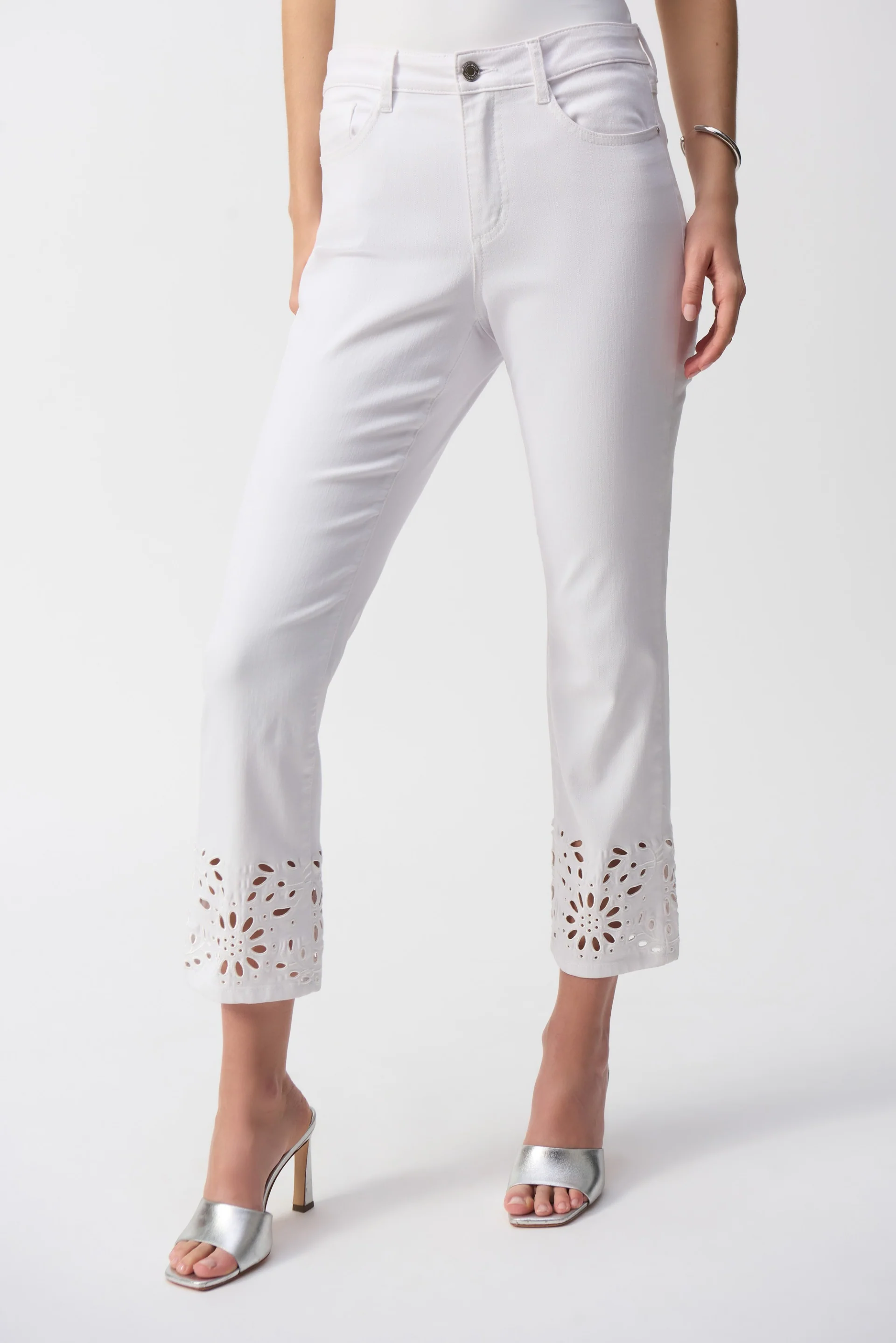 Joseph Ribkoff White Straight Fit Cropped Jeans Style 251965