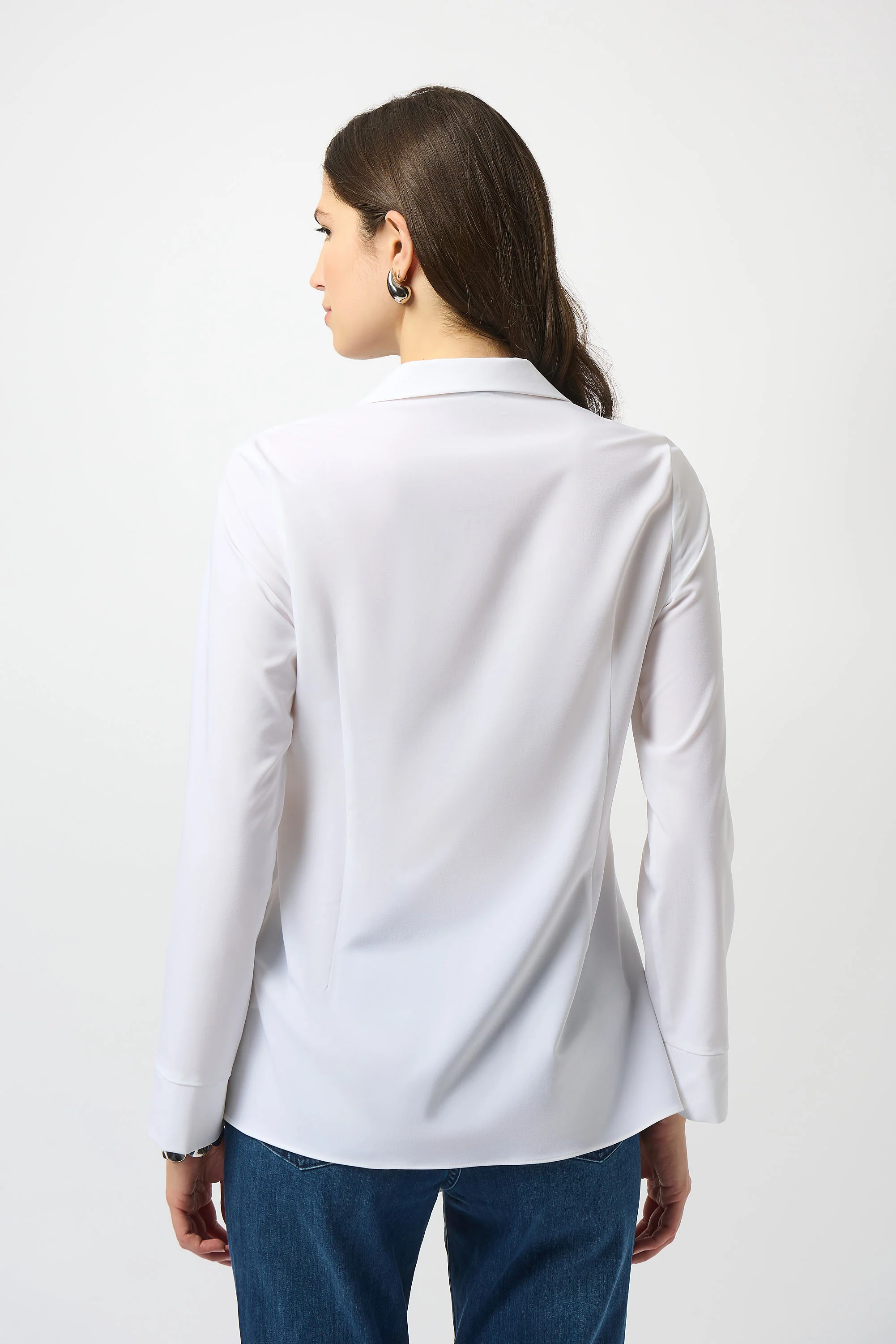 Joseph Ribkoff White Stretch Poplin Fitted Top Style 253132 - Image 3