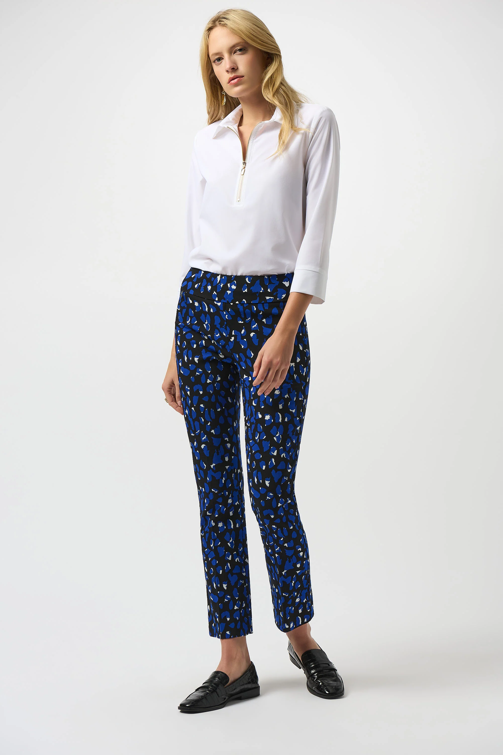 Joseph Ribkoff White Stretch Poplin Straight Top Style 253026 - Image 2