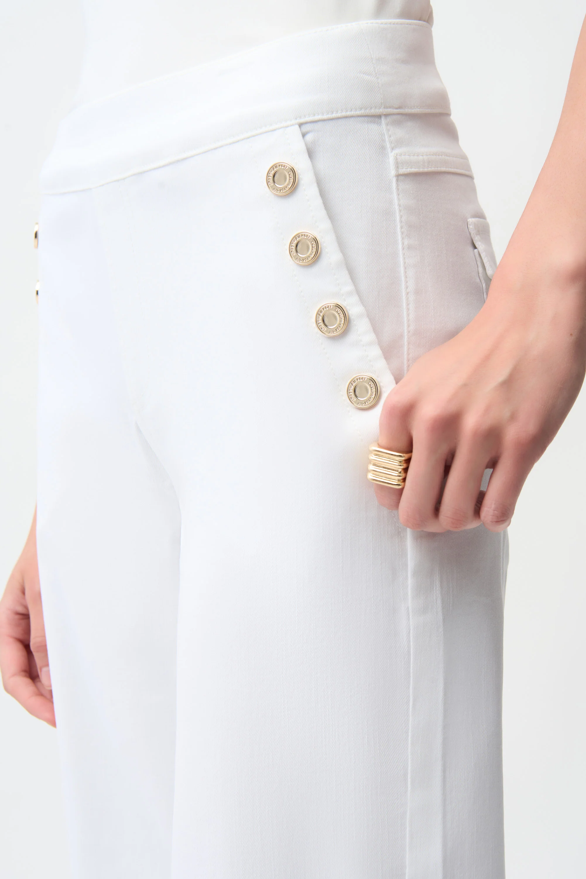 Joseph Ribkoff White Wide Leg Pull-On Jeans Style 261972 - Image 2