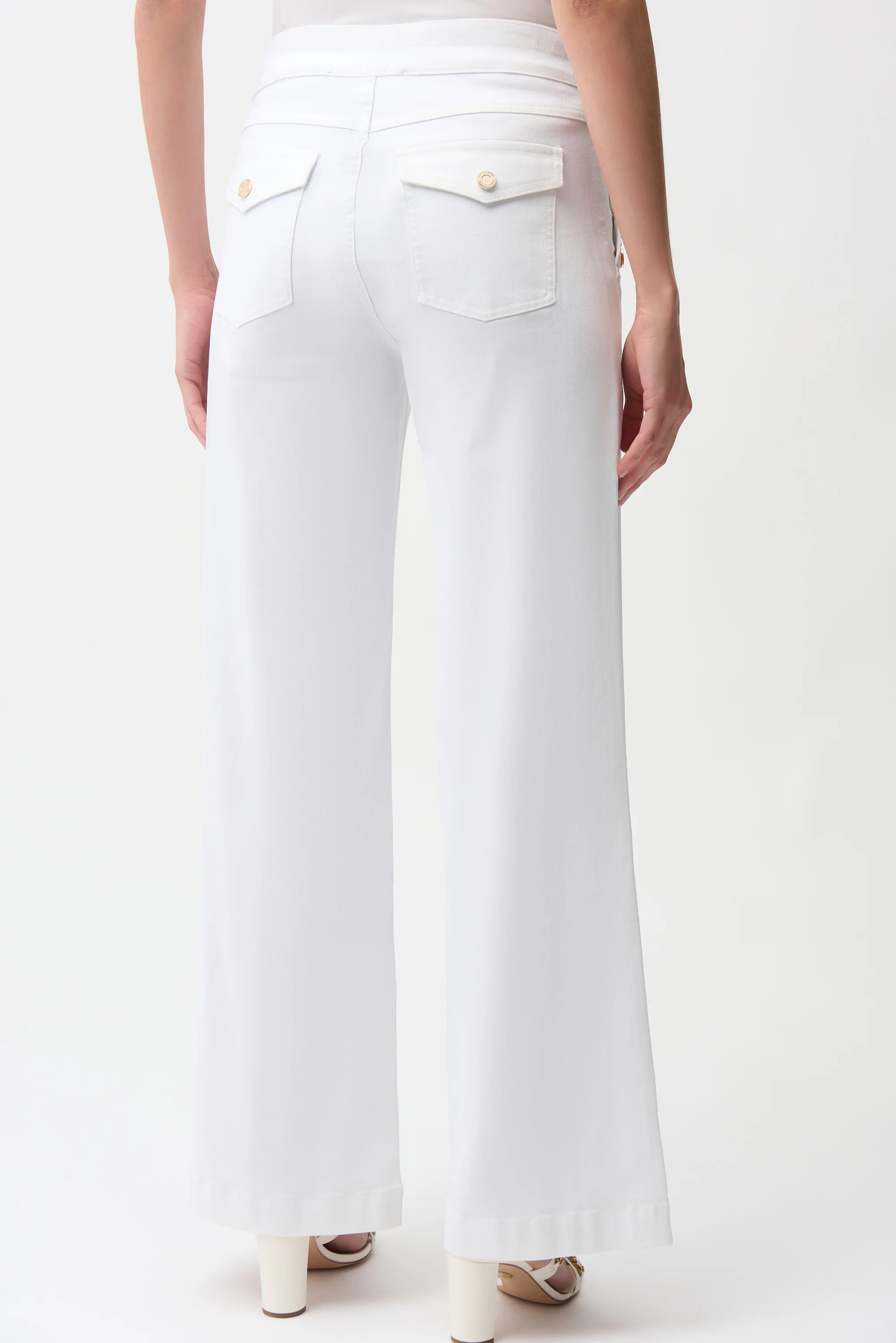Joseph Ribkoff White Wide Leg Pull-On Jeans Style 261972 - Image 4