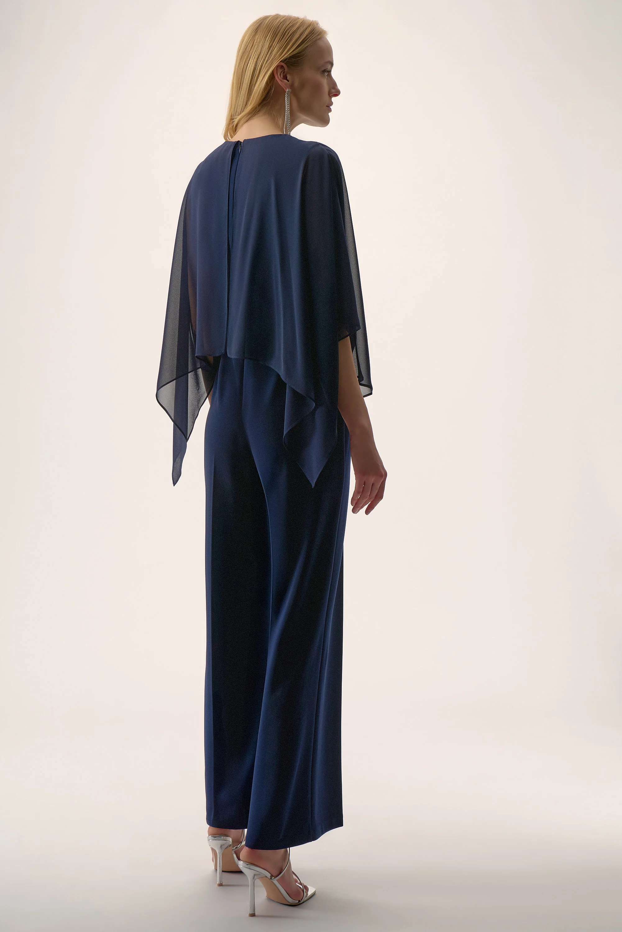 Joseph Ribkoff Wide Leg Jumpsuit with Chiffon Overlay Style 254705 - Image 4