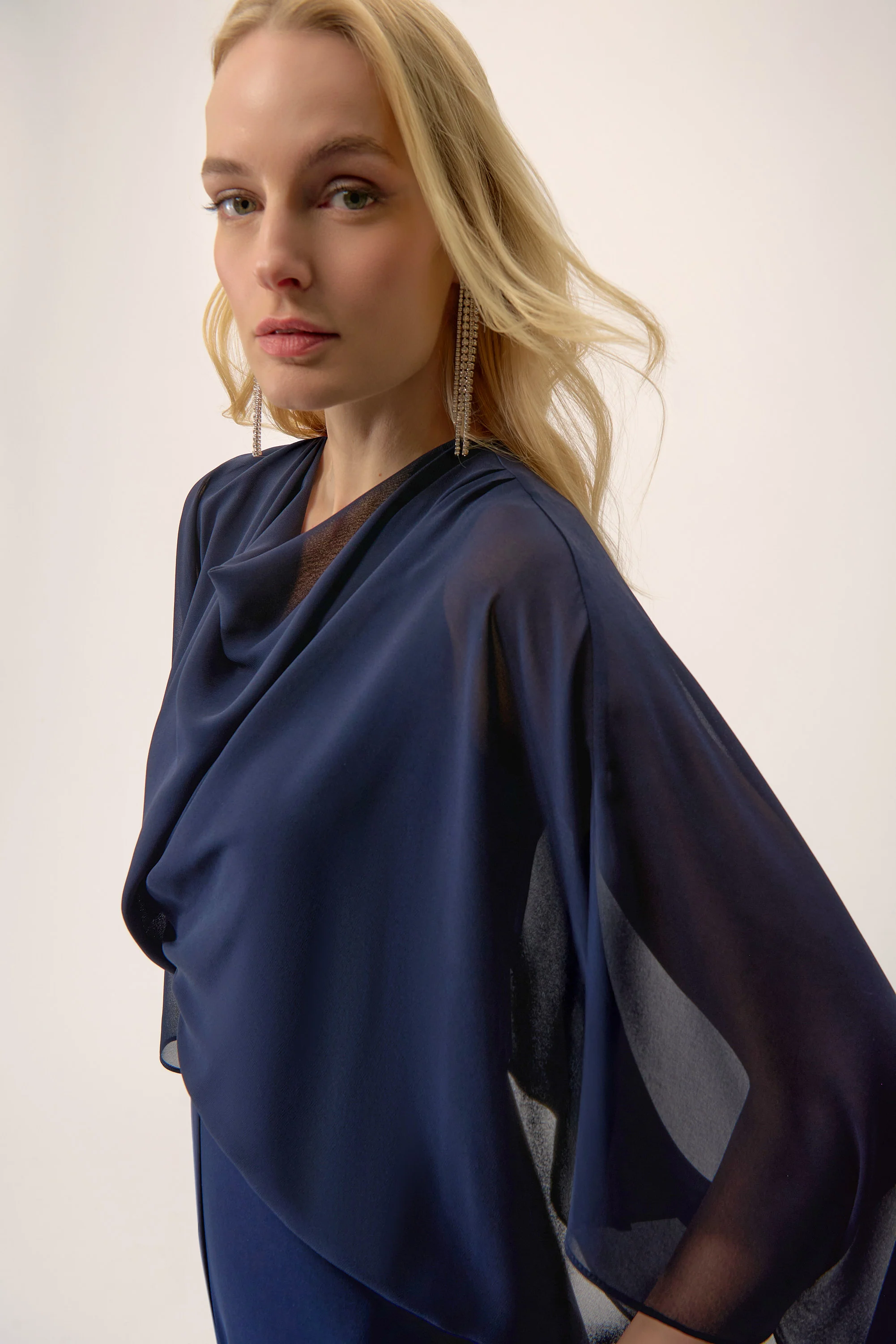 Joseph Ribkoff Wide Leg Jumpsuit with Chiffon Overlay Style 254705 - Image 5