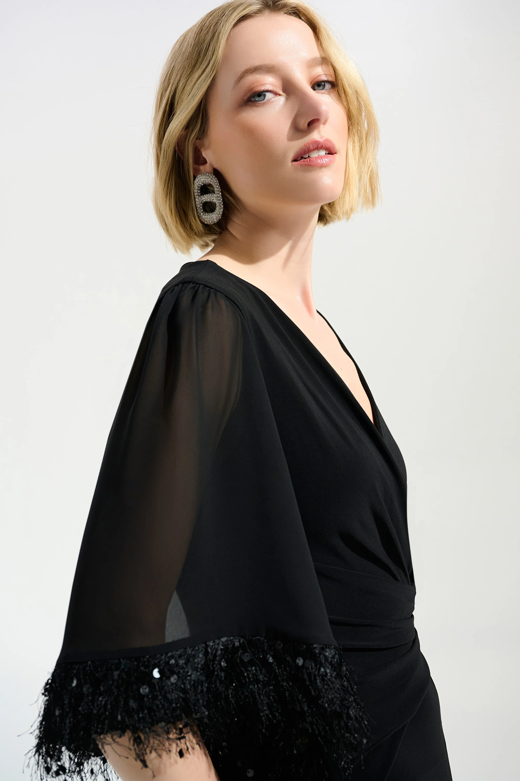 Joseph Ribkoff Wide Leg Jumpsuit With Chiffon Sleeves Style 261761 - Image 4
