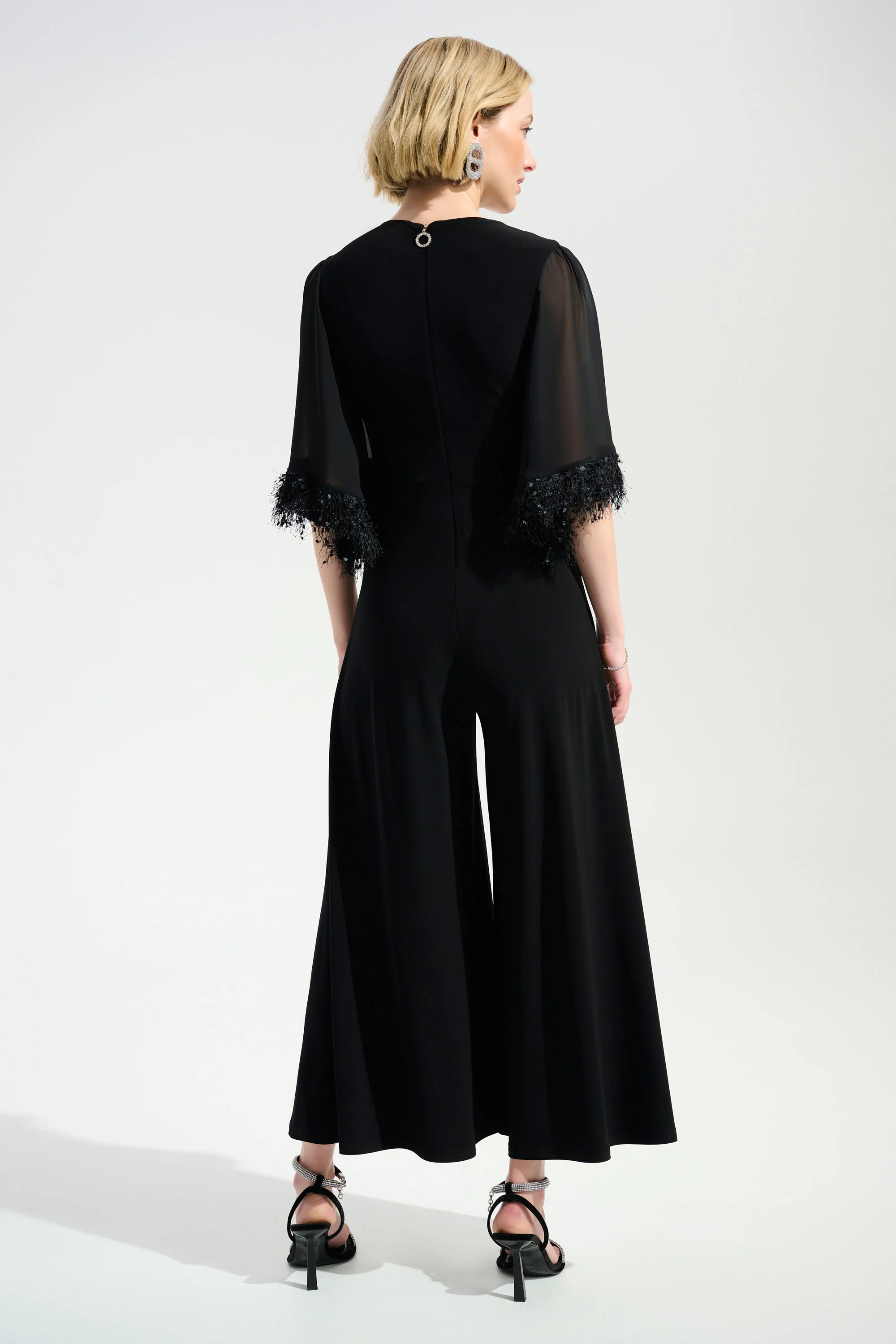 Joseph Ribkoff Wide Leg Jumpsuit With Chiffon Sleeves Style 261761 - Image 5