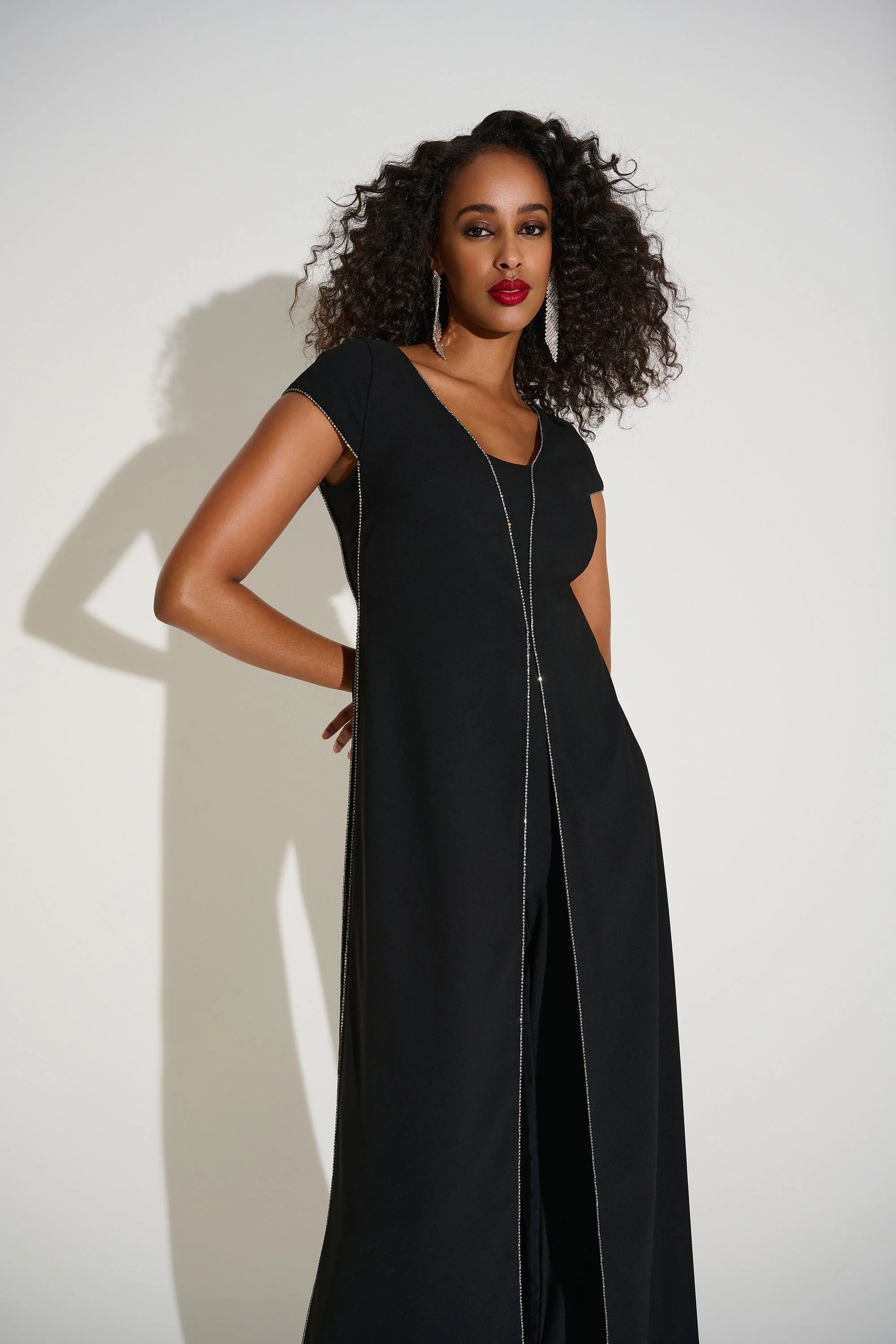 Joseph Ribkoff Wide Leg Jumpsuit with Rhinestone Detail Style 253757 - Image 2